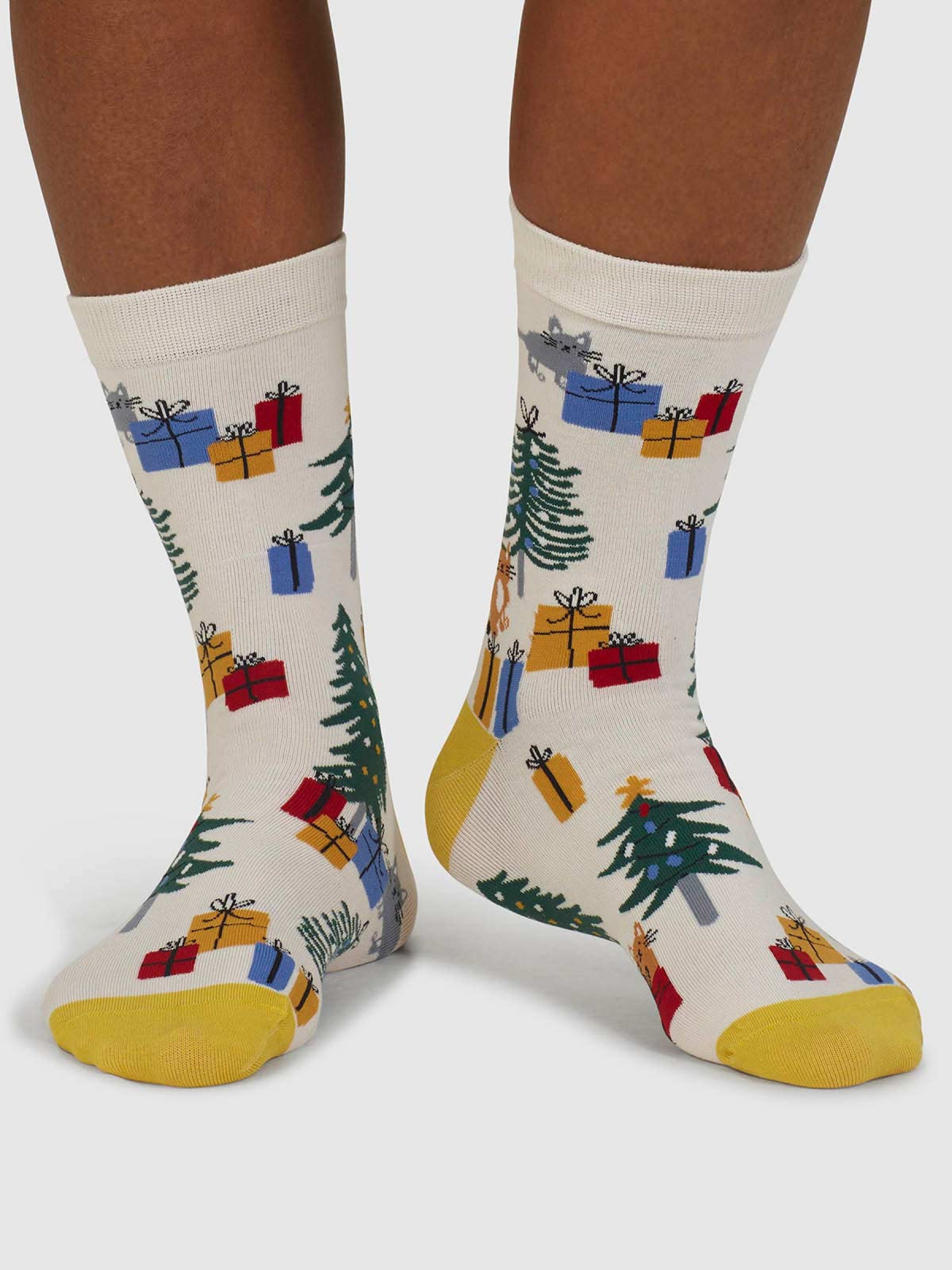 Jemila Christmas Organic Cotton Socks - Stone White