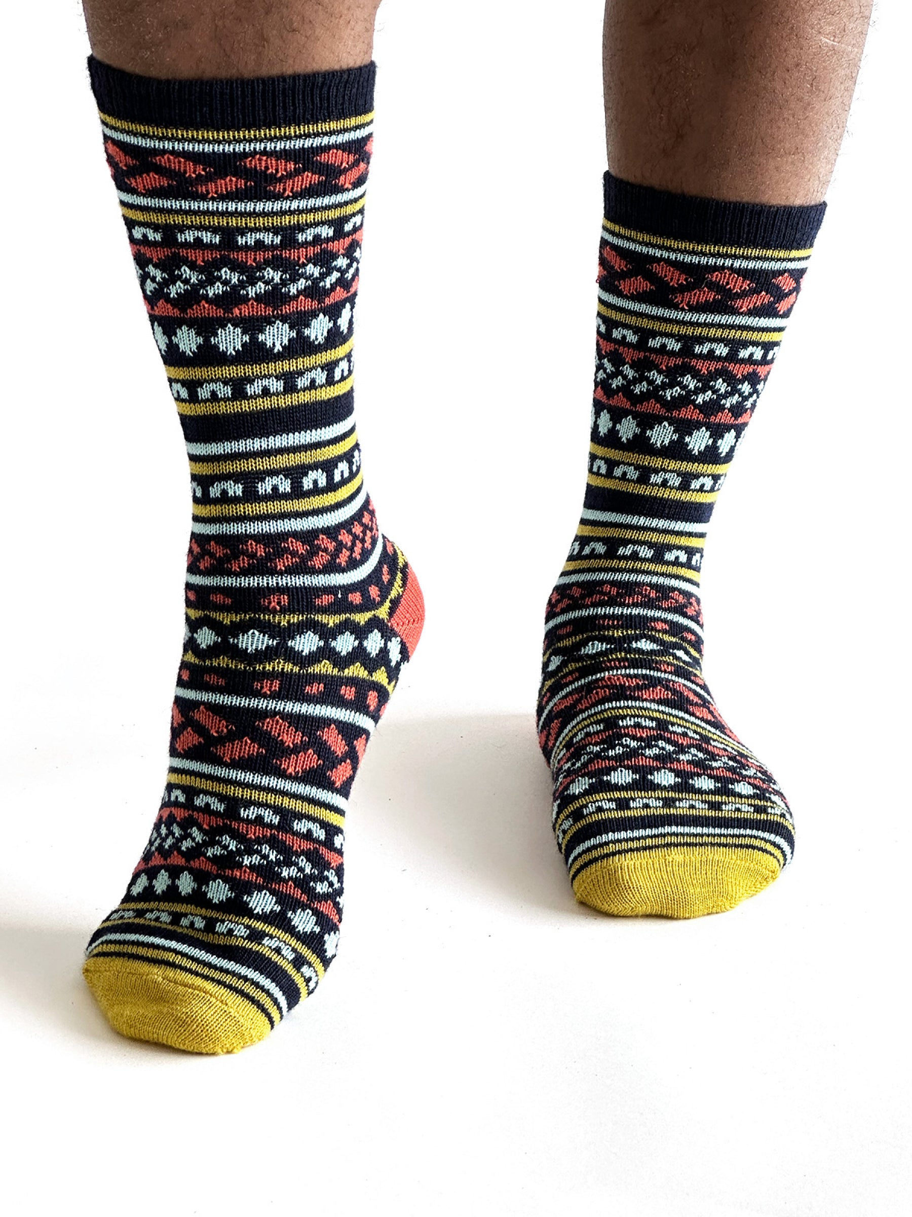 Erskine Fair isle Wool Socks - Navy