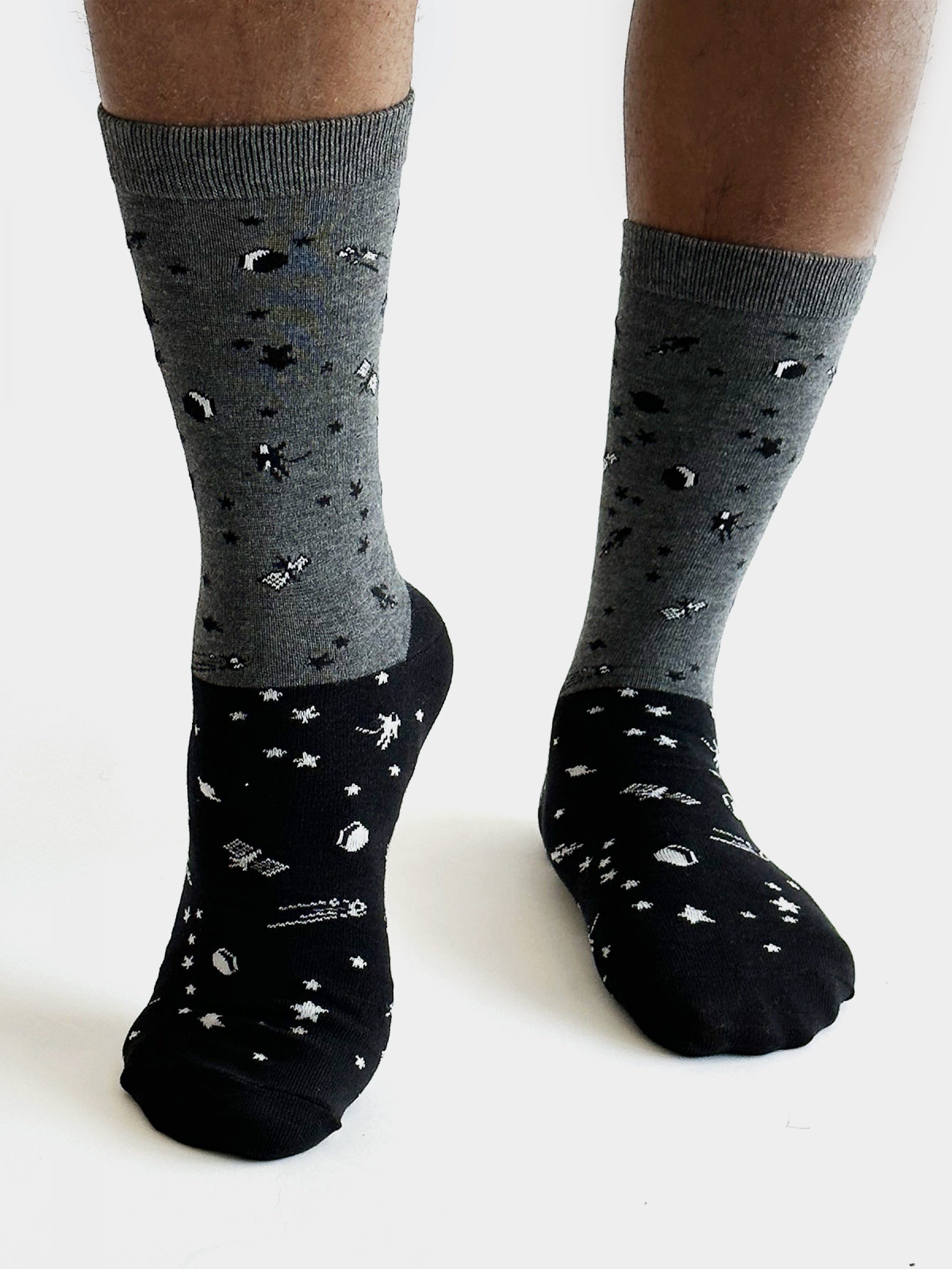 Cielo Space Colour Block Bamboo Socks - Grey