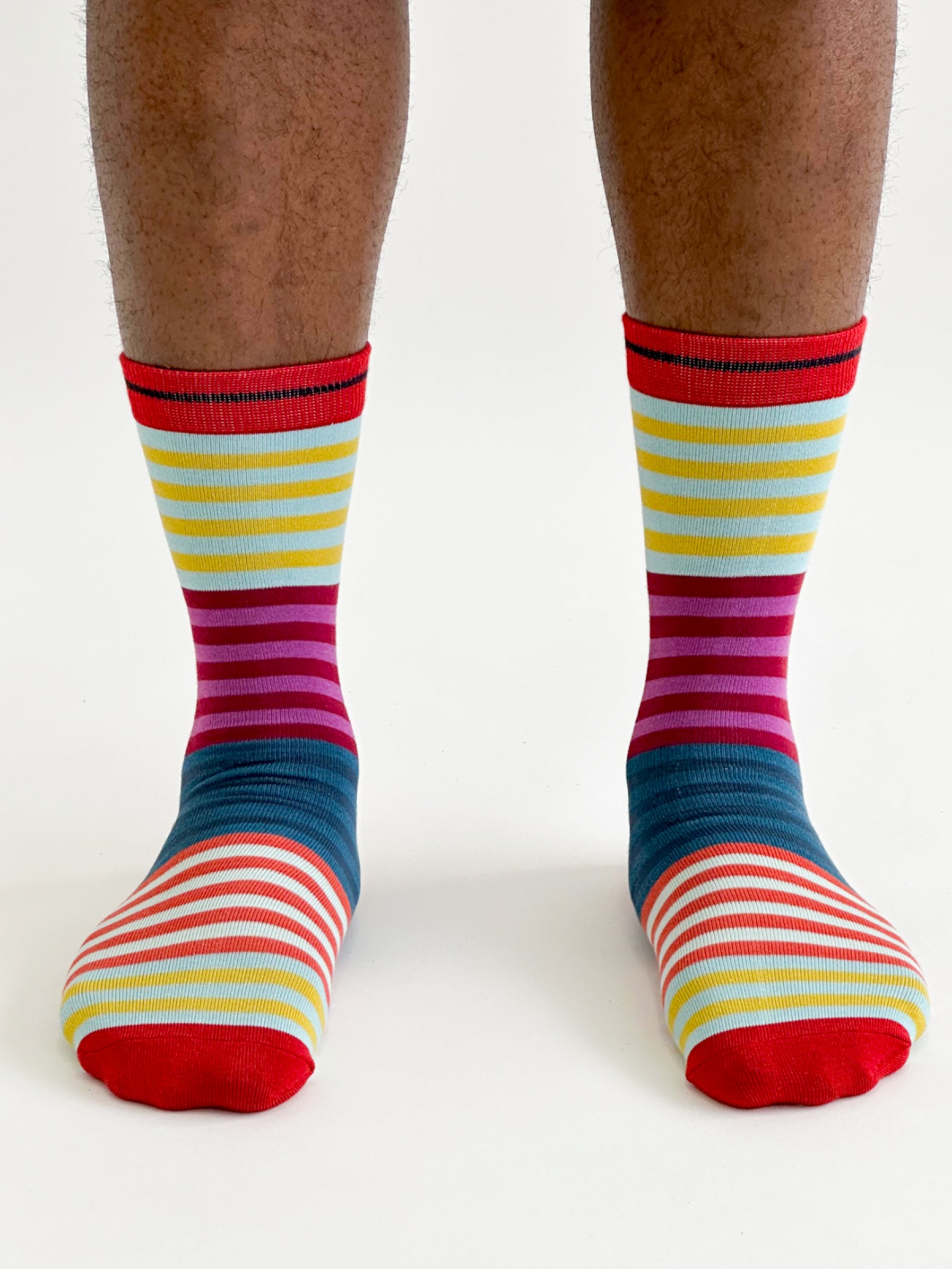 Reid Stripe Bamboo Socks - Red