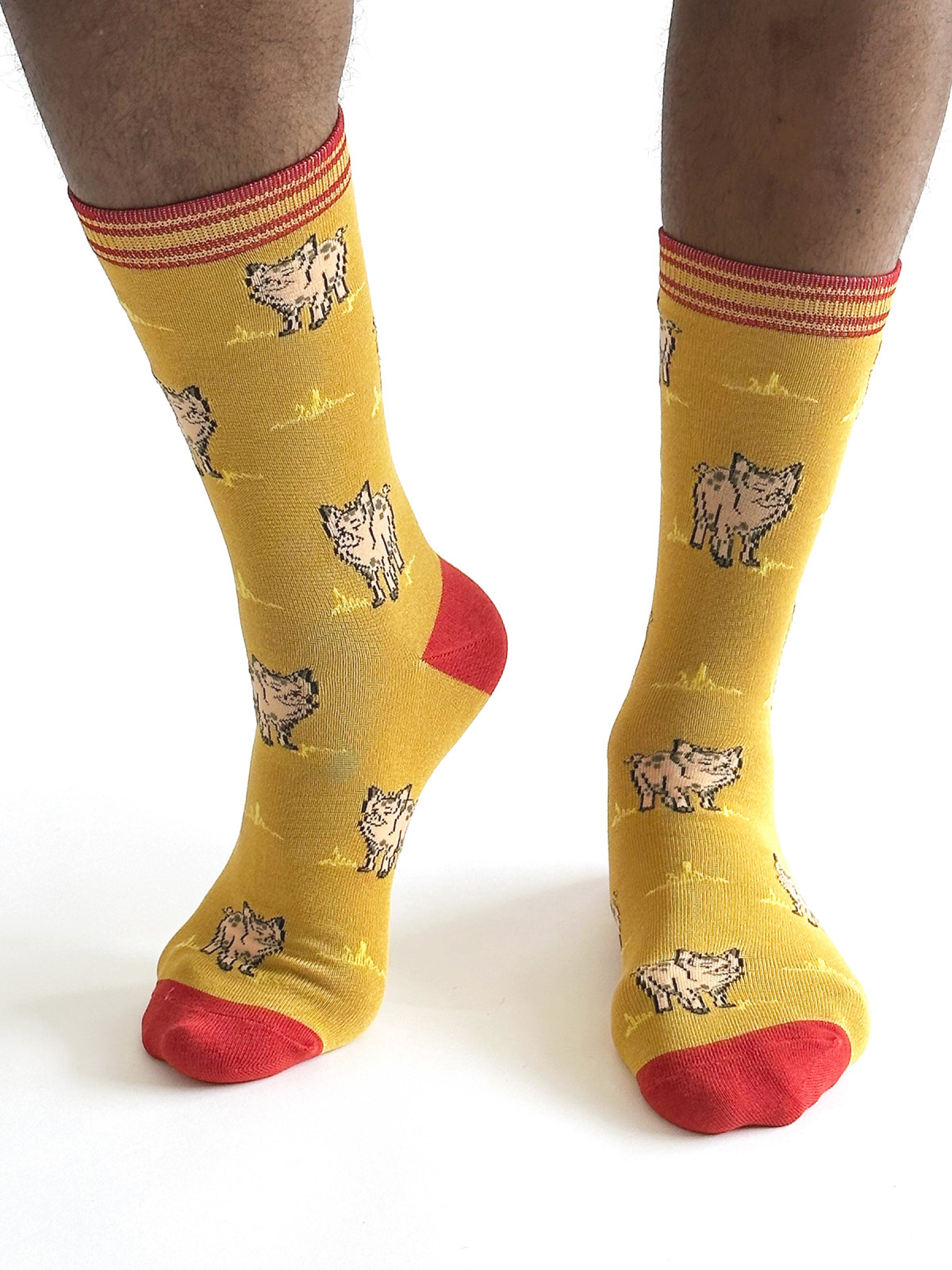 Willem Pig Bamboo Socks - Yellow