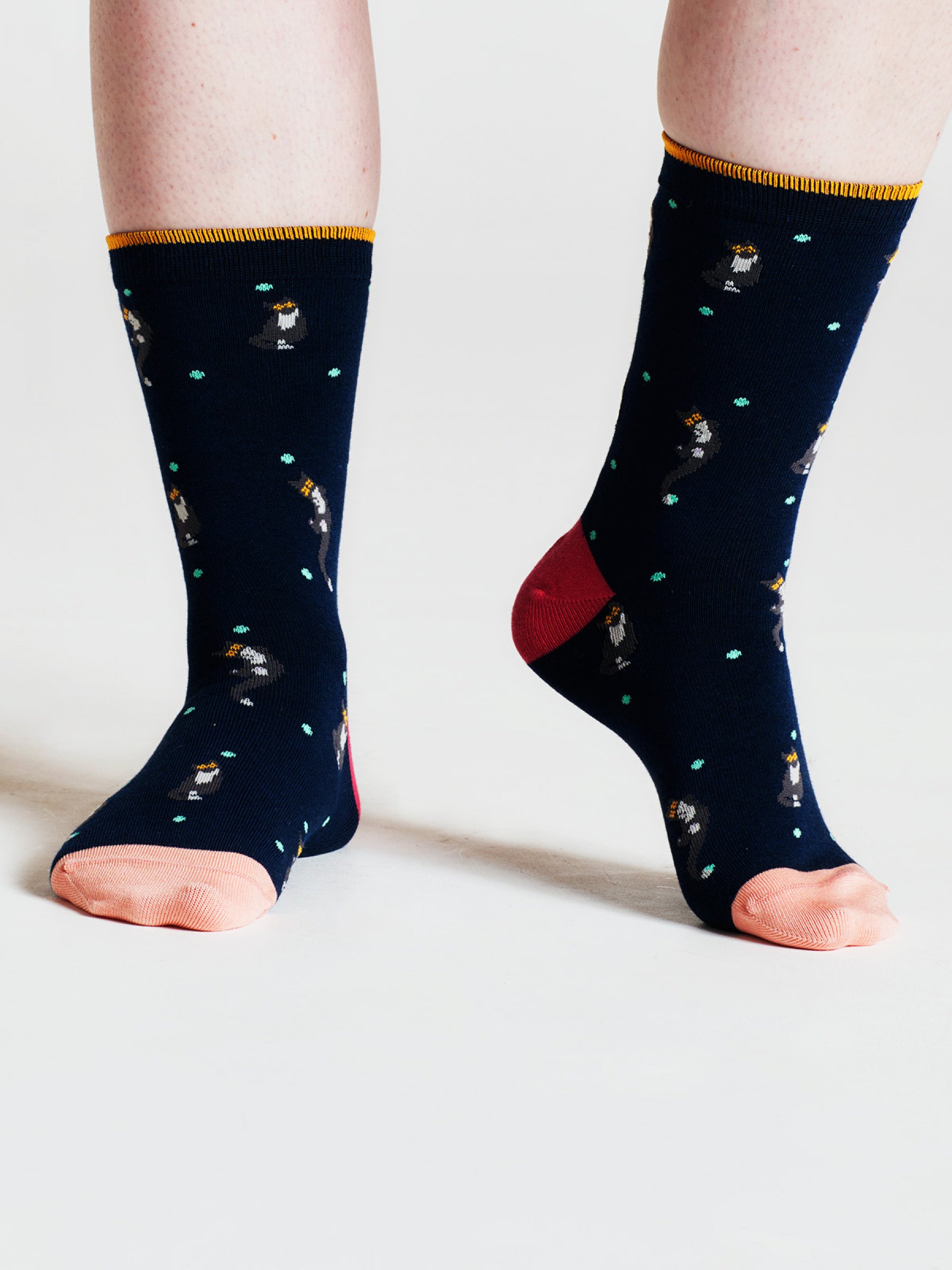 Serafina Cat Bamboo Socks - Navy