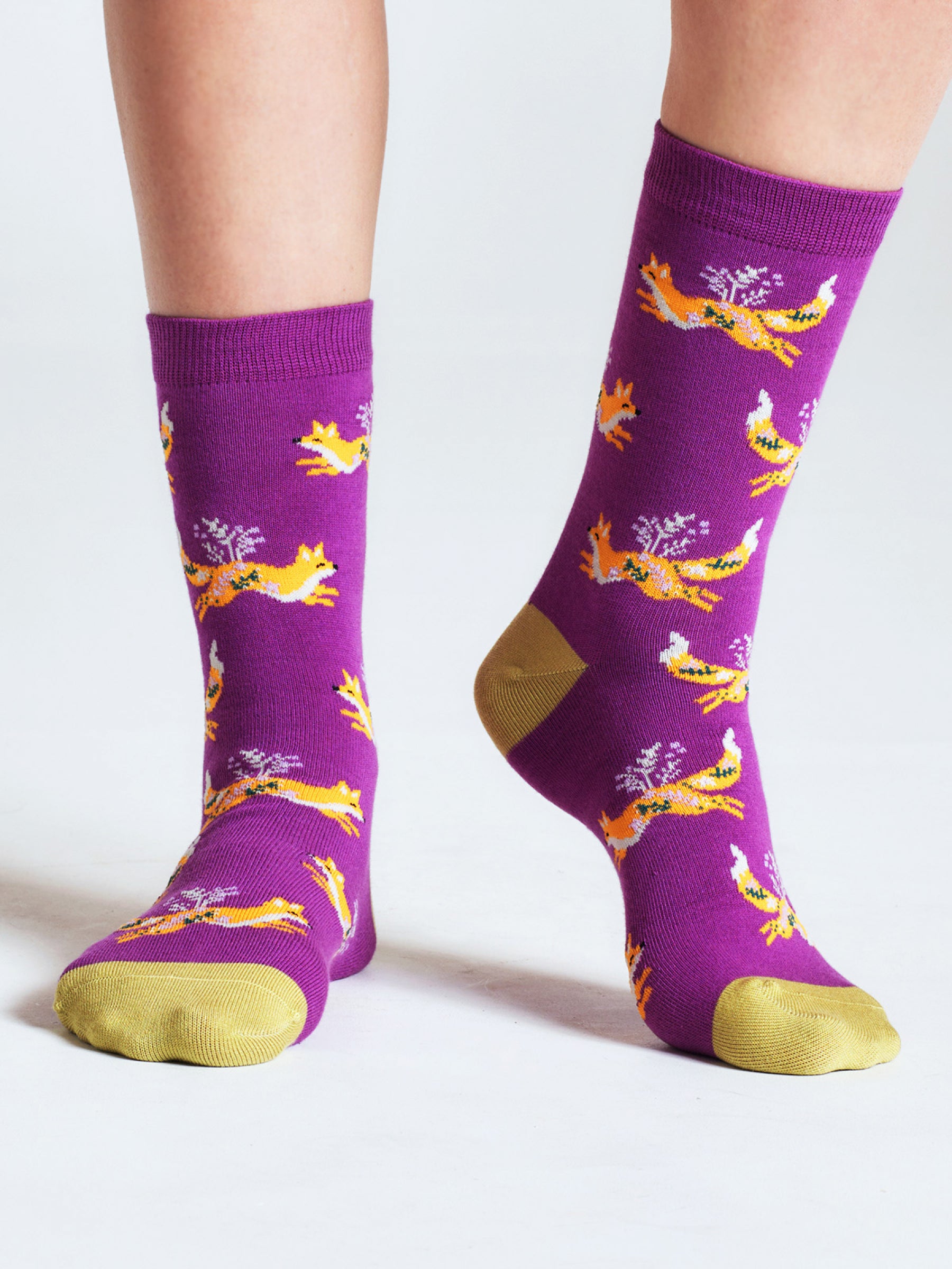 Bess Fox Bamboo Socks - Magenta Pink