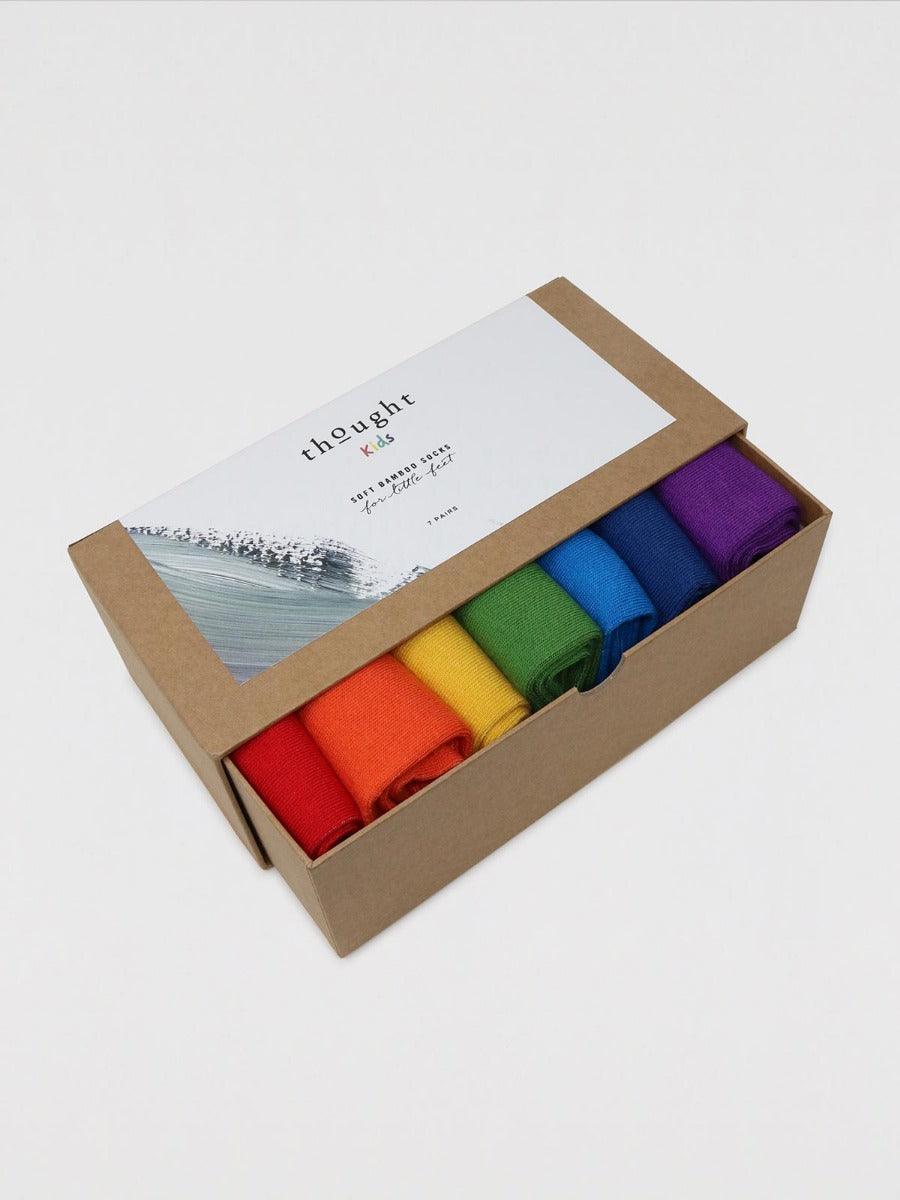 Kid's Rainbow Bamboo 7 Pack Sock Box