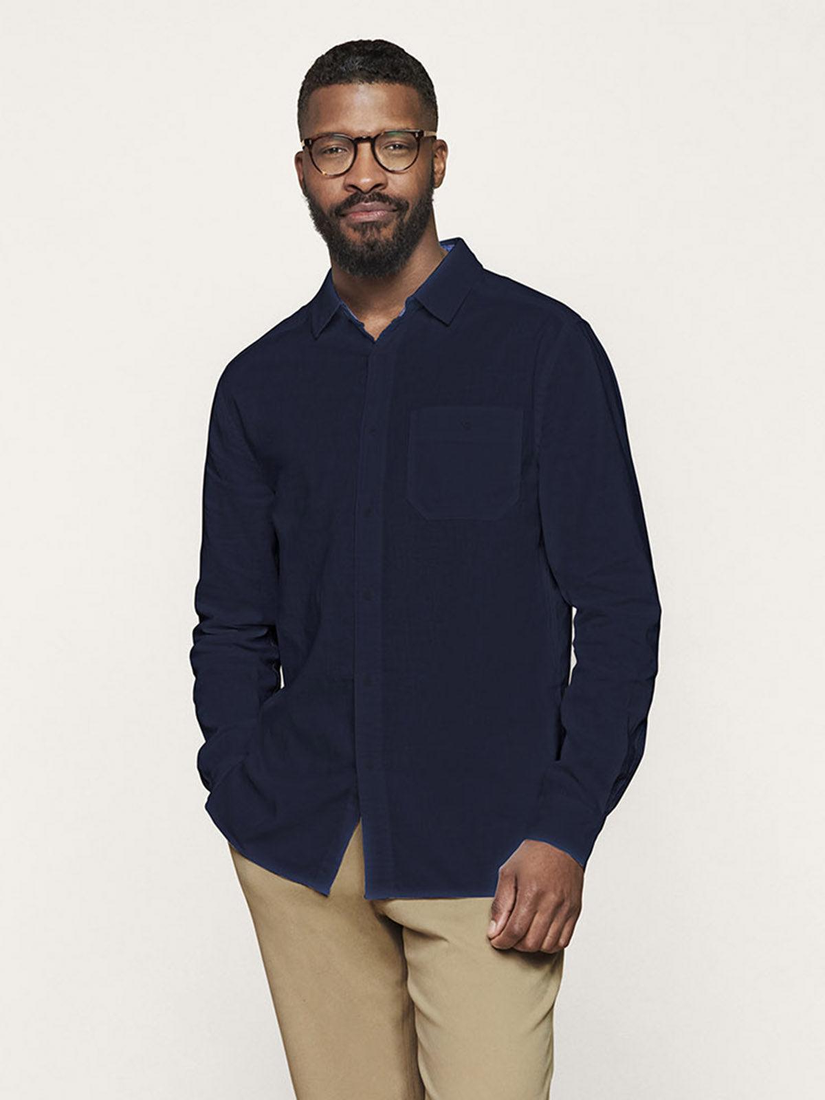 Grayson Long Sleeve Shirt - Navy - Thought Clothing UK