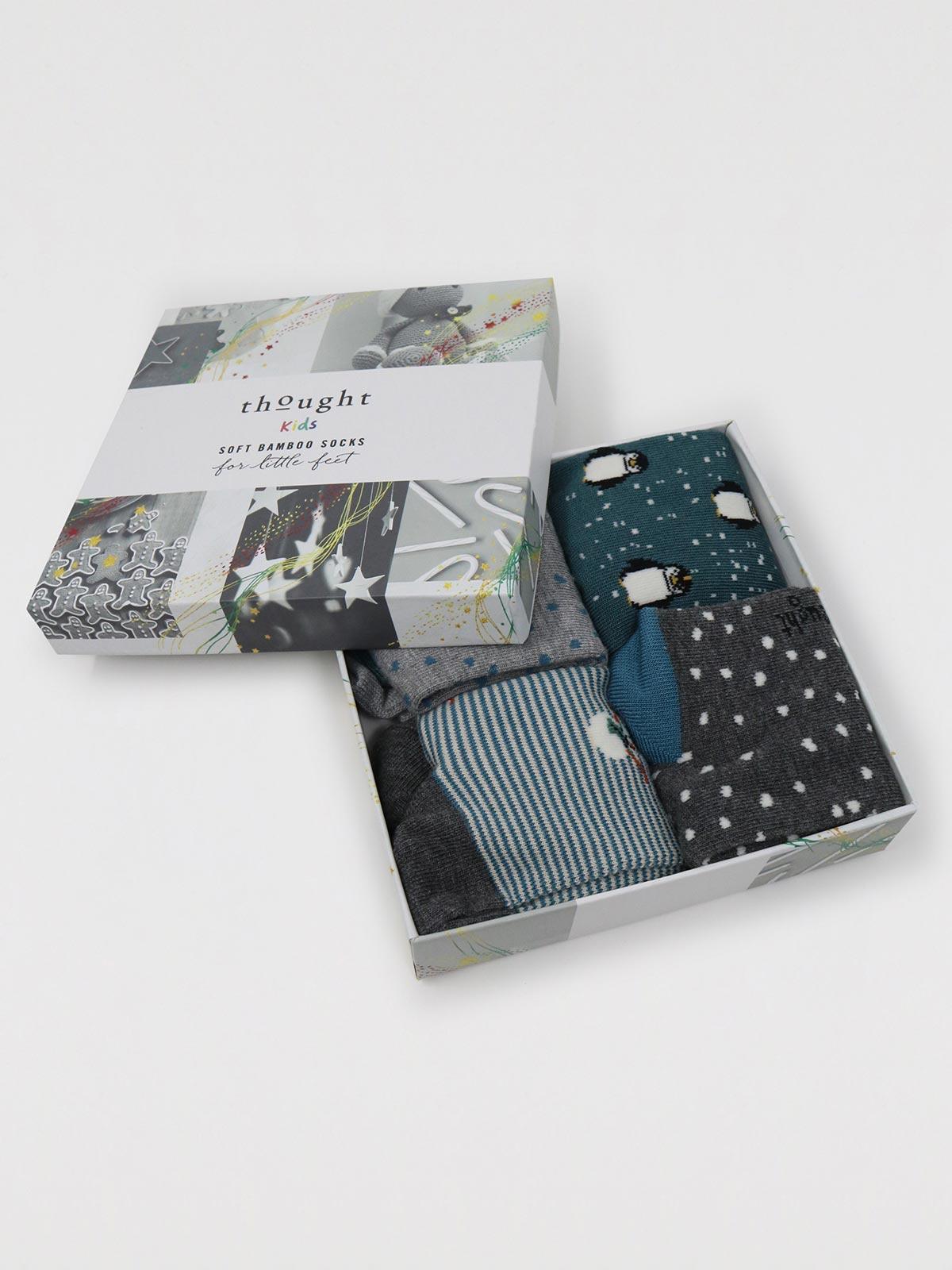 Merry Christmas Kids Bamboo Organic Cotton Sock Box - Multi - Thought Clothing UK