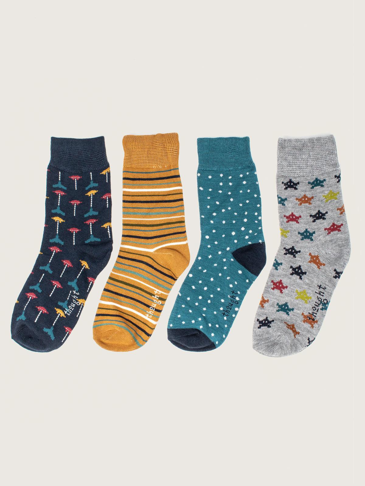 Retro Arcade Games Bamboo Organic Cotton 4 Pack Kids Socks Gift Box - Thought Clothing UK