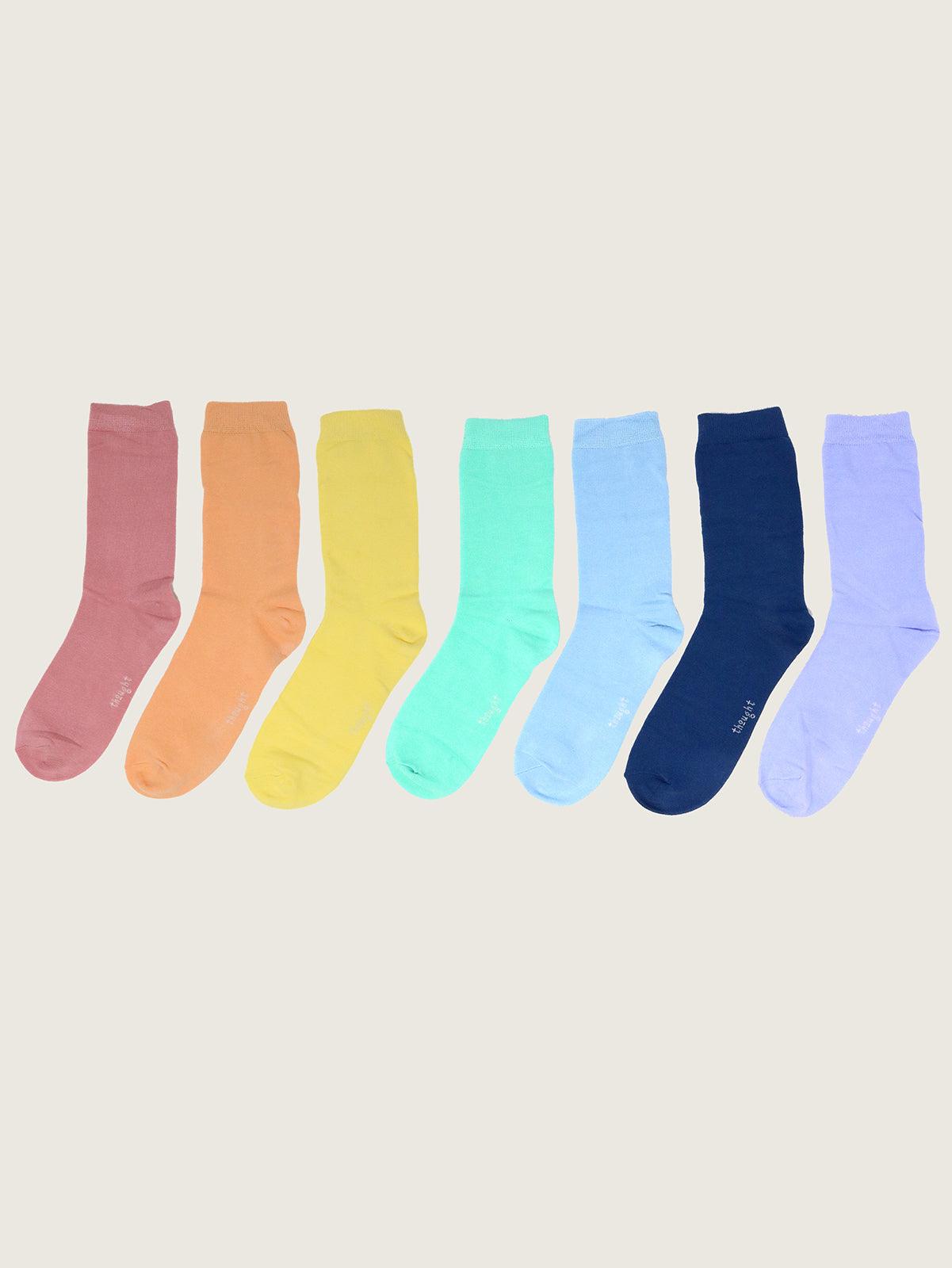 Men's Pastel Rainbow Bamboo 7 Pack Sock Box - Thought Clothing UK