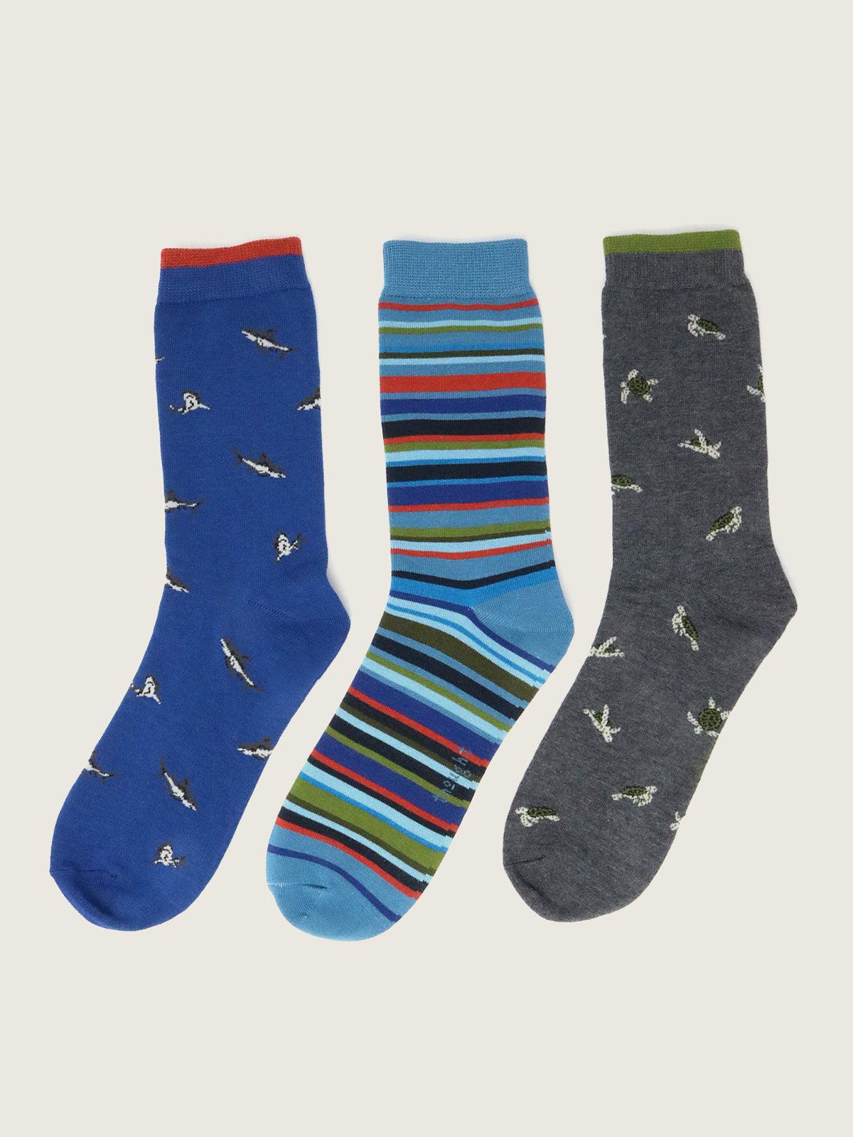 Sea Animal Pack Of 3 Socks - Multi - Thought Clothing UK