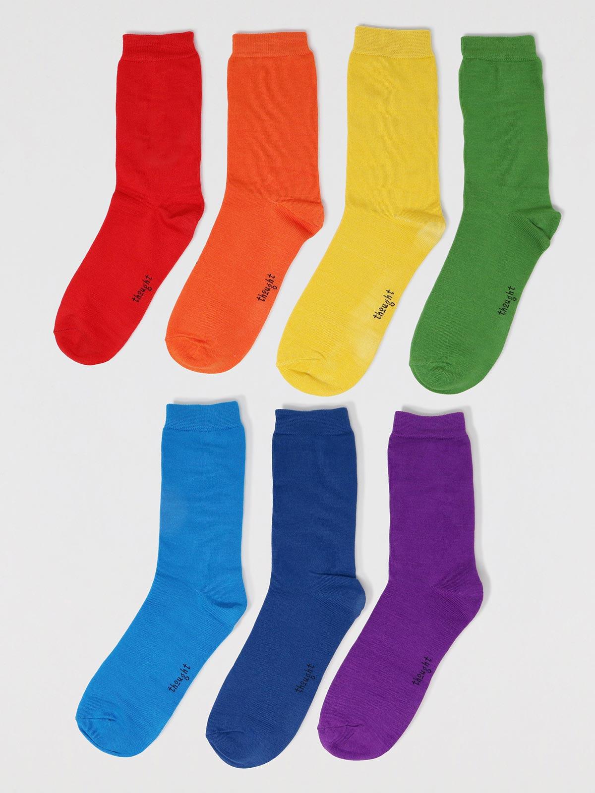 Rainbow Leftover Bamboo 7 Pack Sock Box - Thought Clothing UK