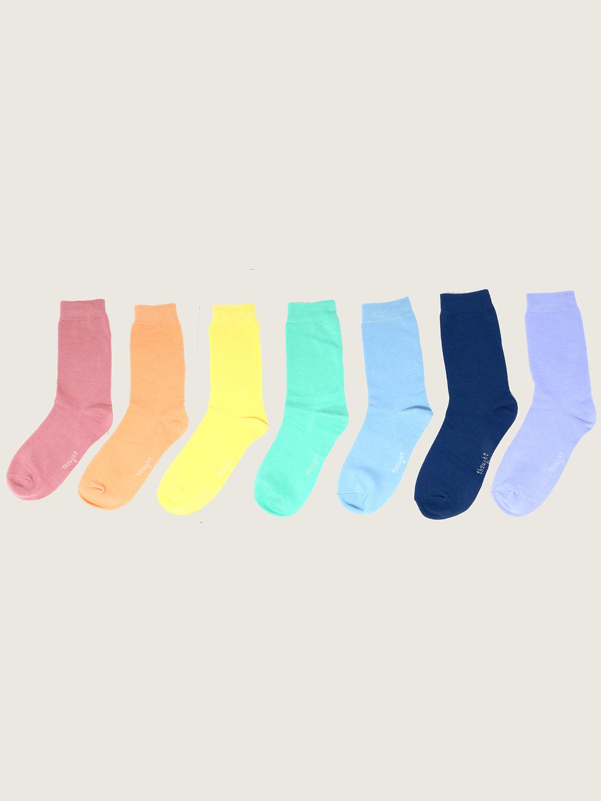 Women's Pastel Rainbow Bamboo 7 Pack Sock Box - Thought Clothing UK