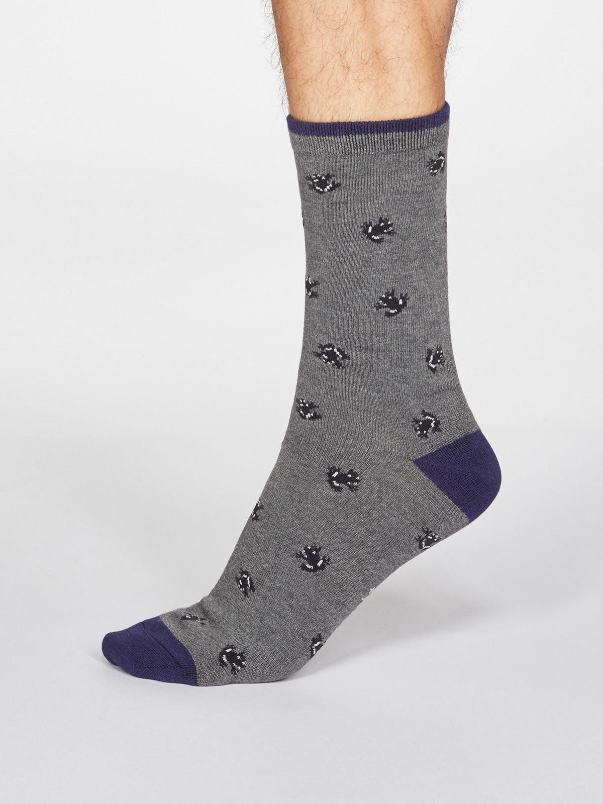 Wesley Frog Socks - Dark Grey Marle - Thought Clothing UK