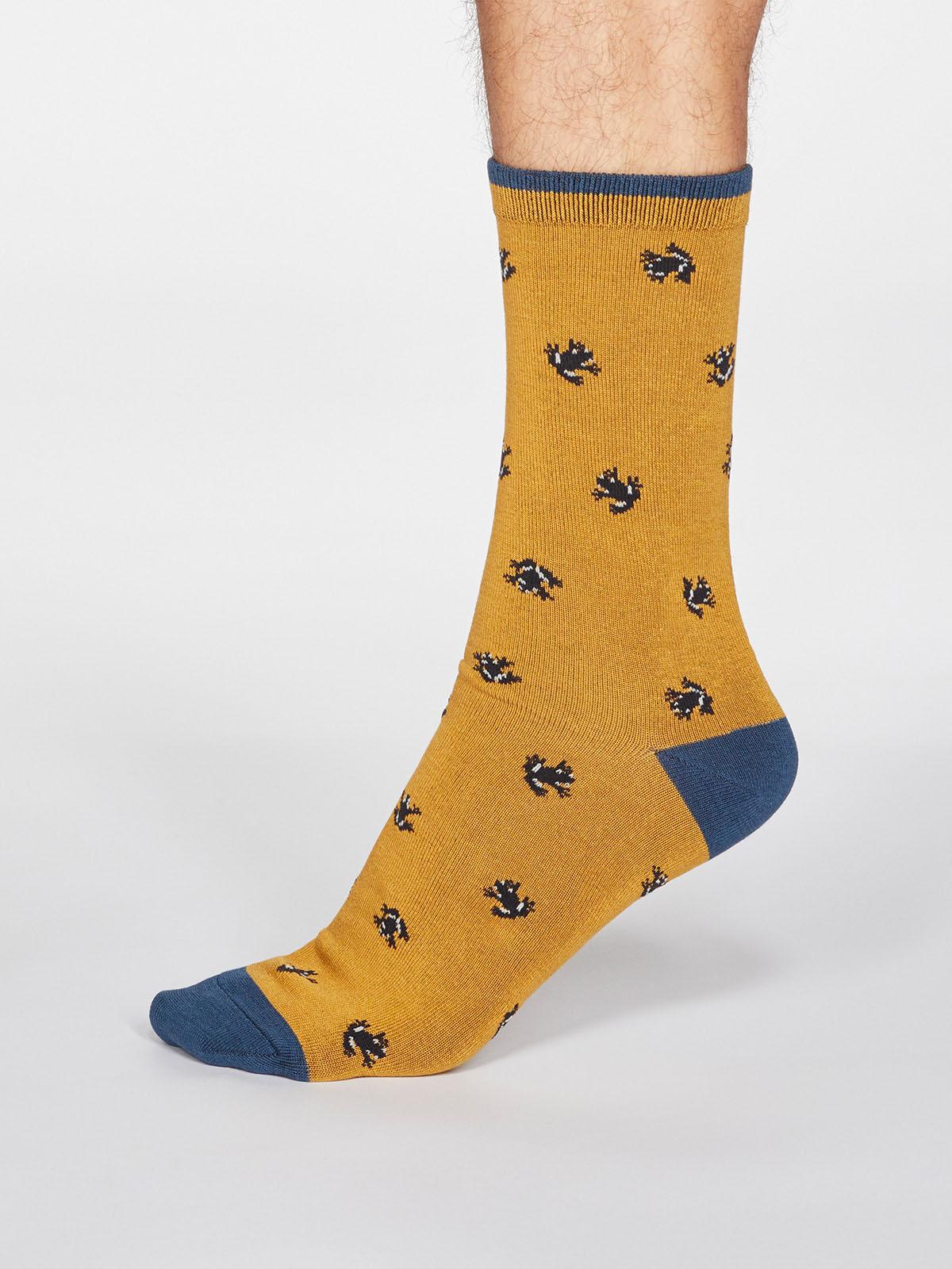 Wesley Frog Socks - Mustard Yellow - Thought Clothing UK