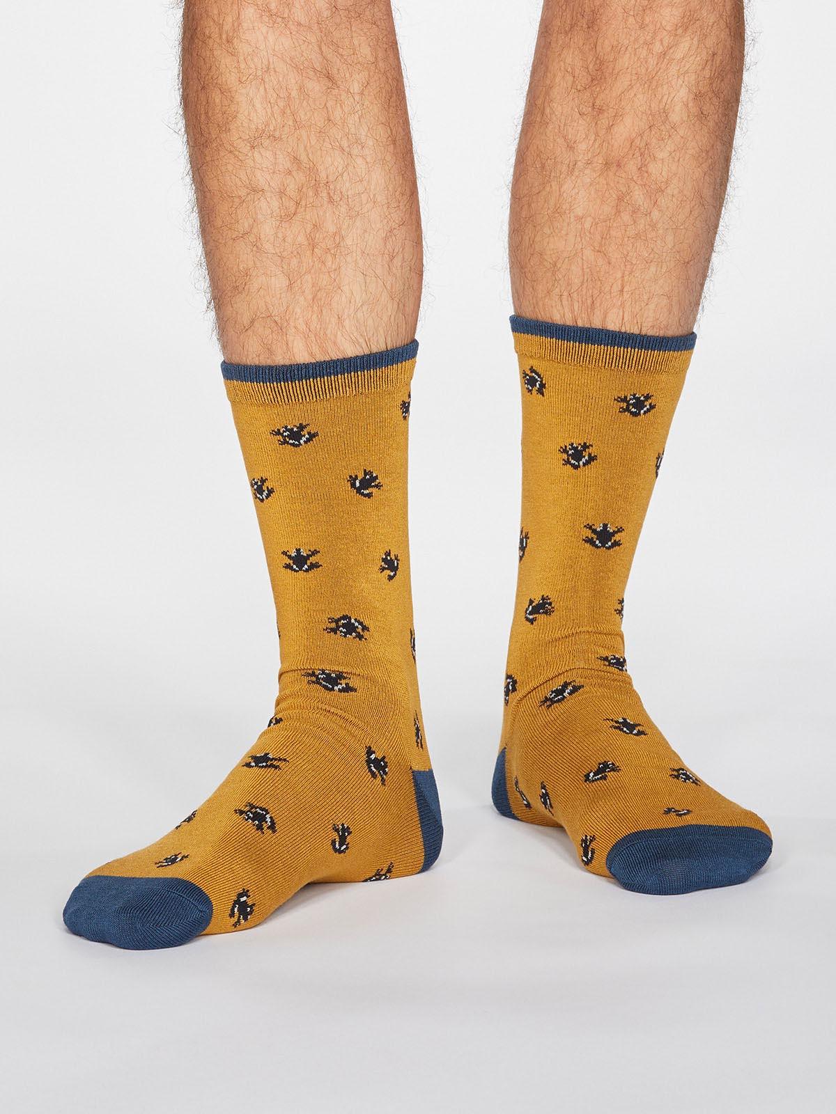 Wesley Frog Socks - Mustard Yellow - Thought Clothing UK