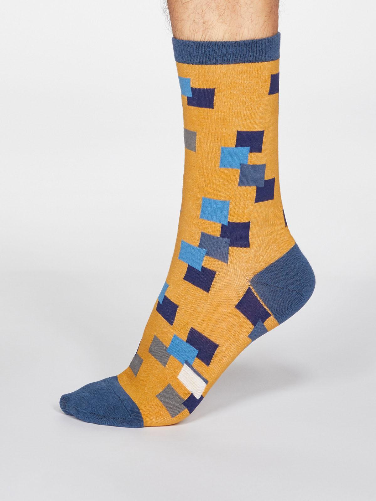 Evan Square Socks - Mustard Yellow - Thought Clothing UK