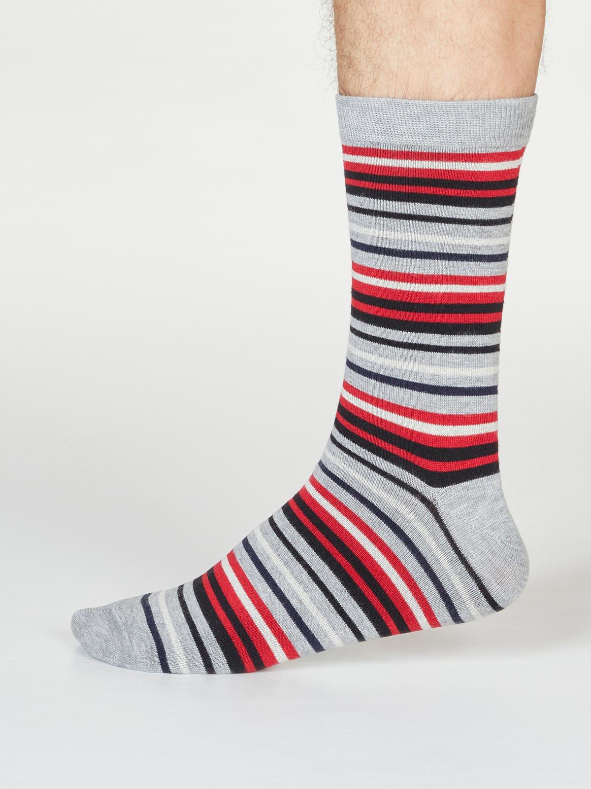 Watson Stripe Socks - Grey Marle - Thought Clothing UK