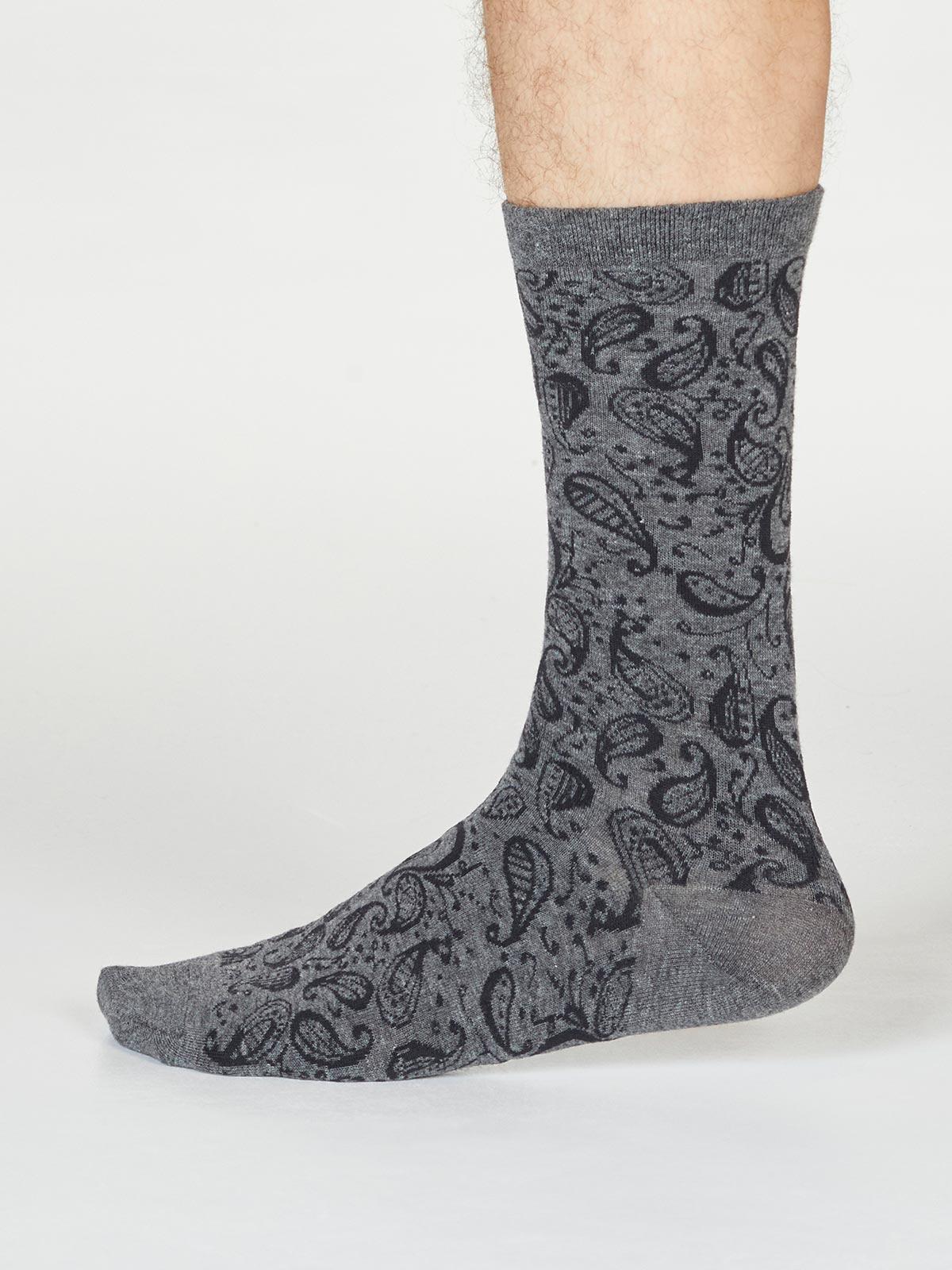 Larnard Paisley Socks - Dark Grey Marle - Thought Clothing UK