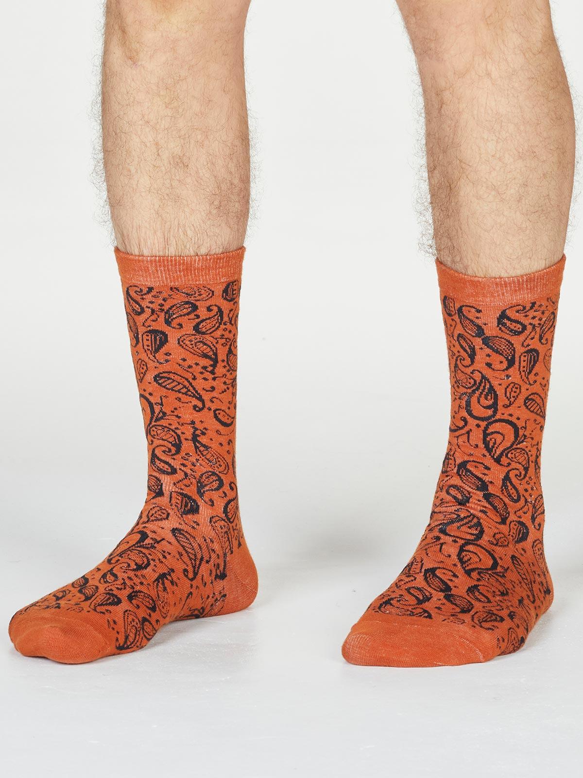 Larnard Paisley Socks - Spiced Orange Larnard Paisley Socks - Spiced Orange