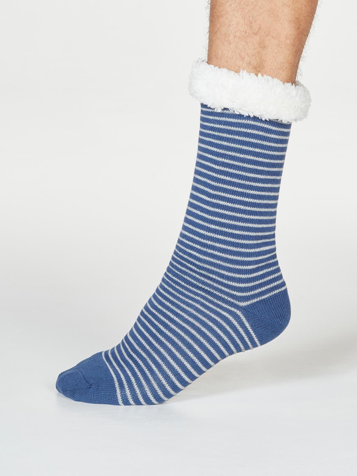 Blaise Stripe Organic Cotton Cabin Slipper Socks - Thought Clothing UK