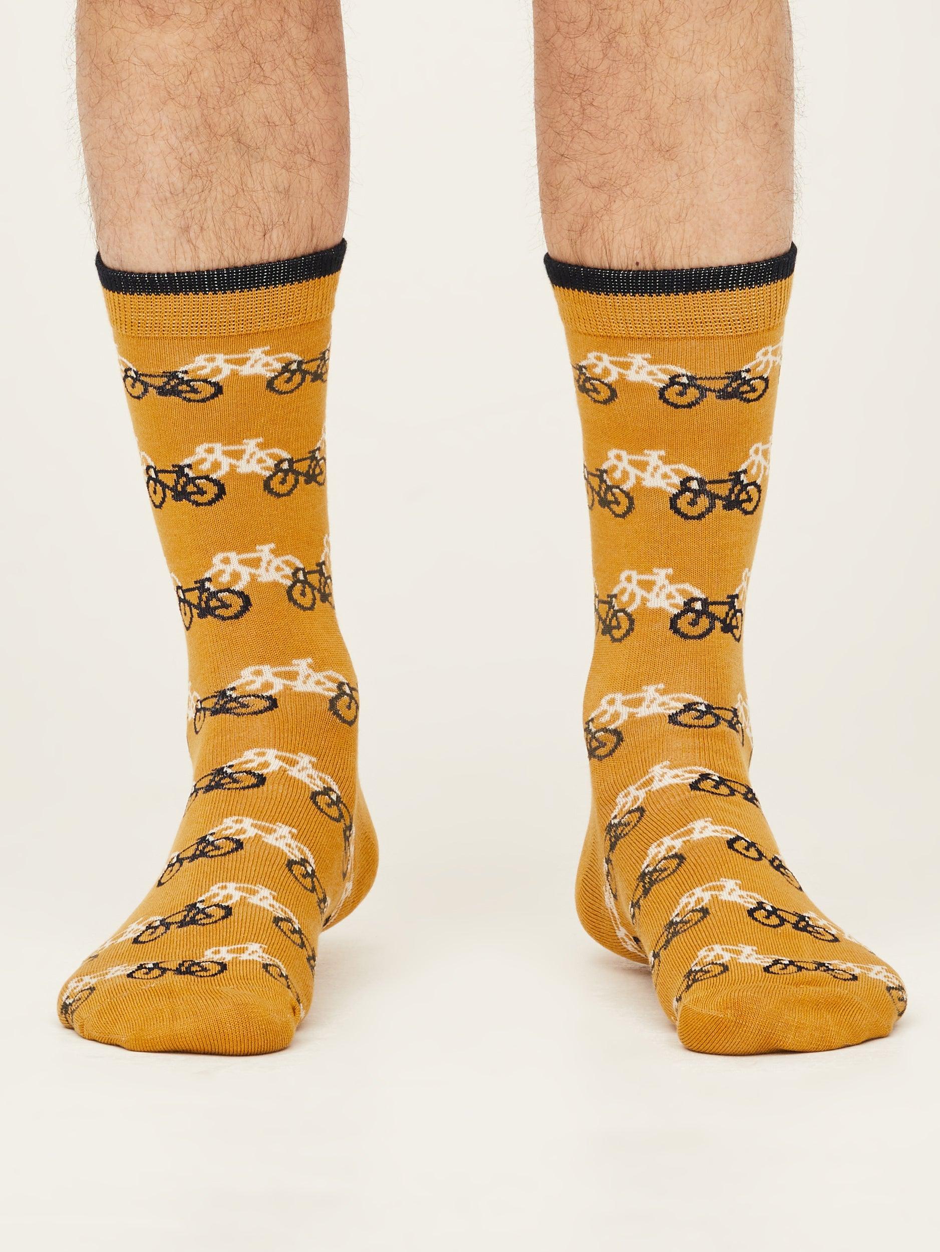 Bicycle Race Bamboo Socks - Amber Yellow - Thought Clothing UK