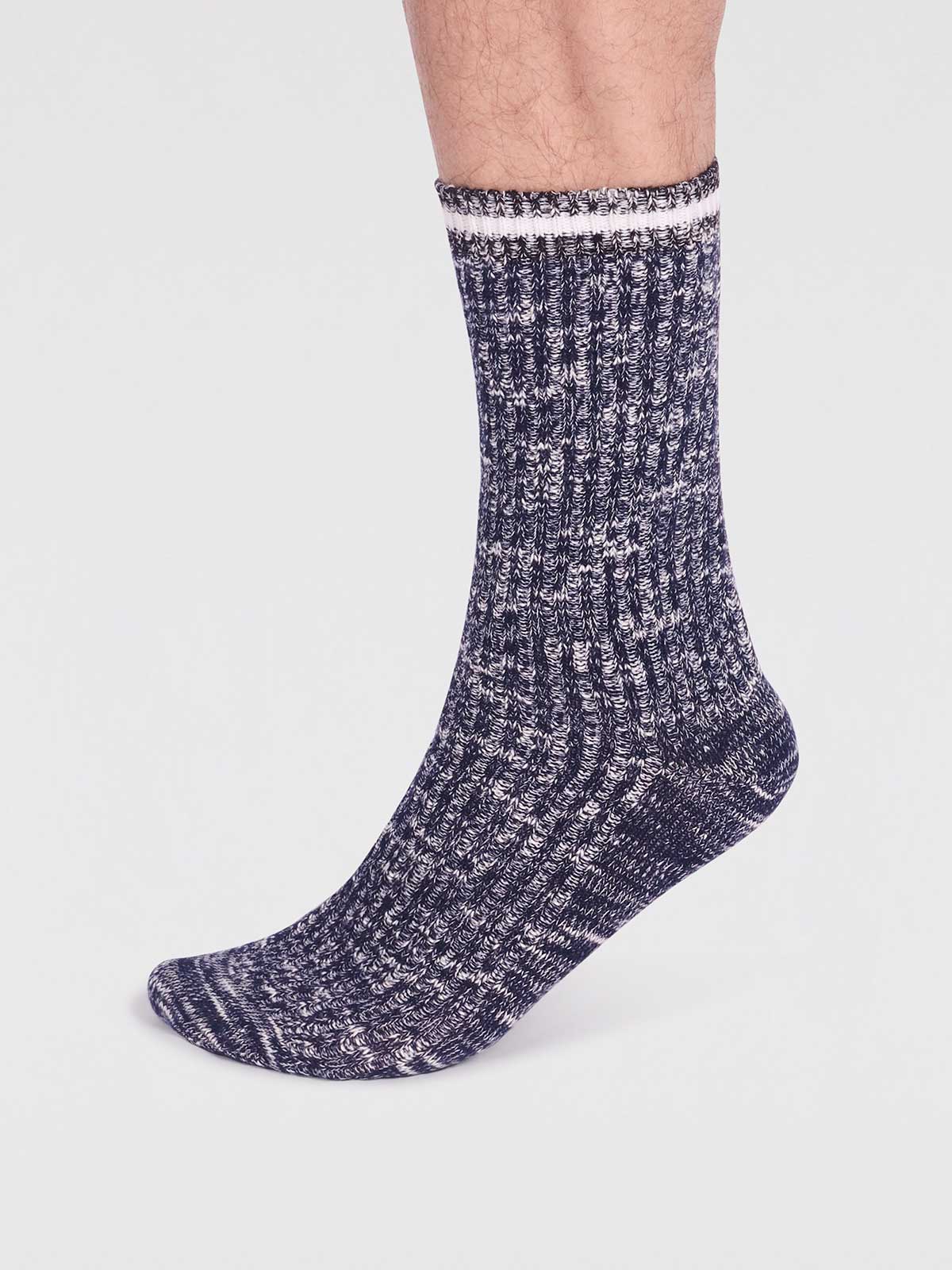 Phillip Organic Cotton Fleck Socks - Navy