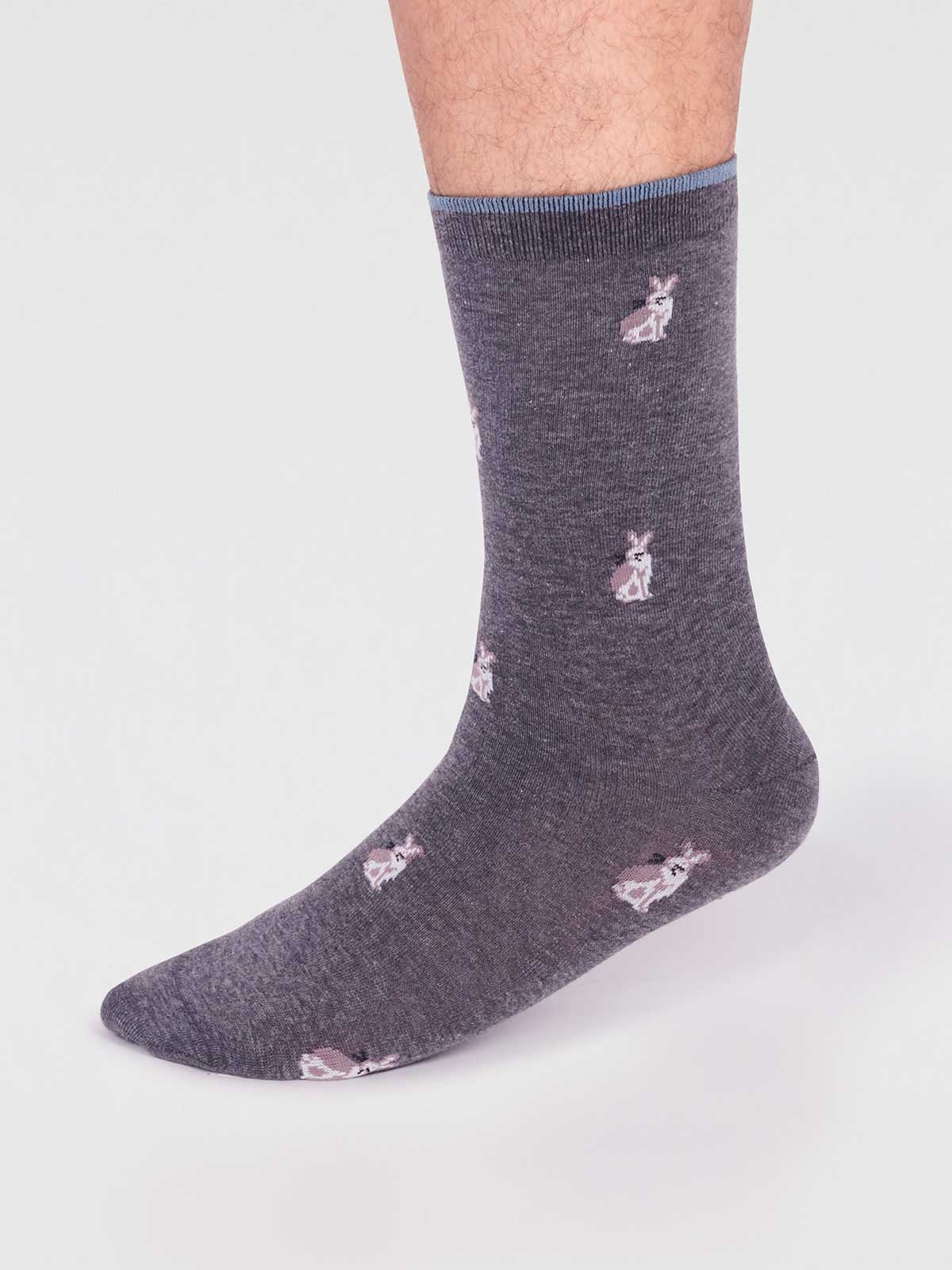 Jamal Organic Cotton Animal Socks - Dark Grey Marle