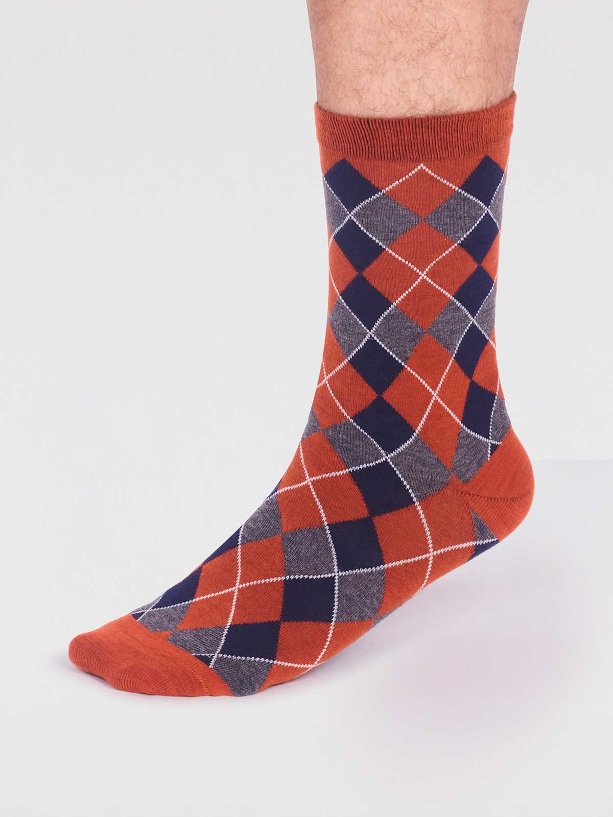 Ivan Organic Cotton Check Socks - Jaffa Orange