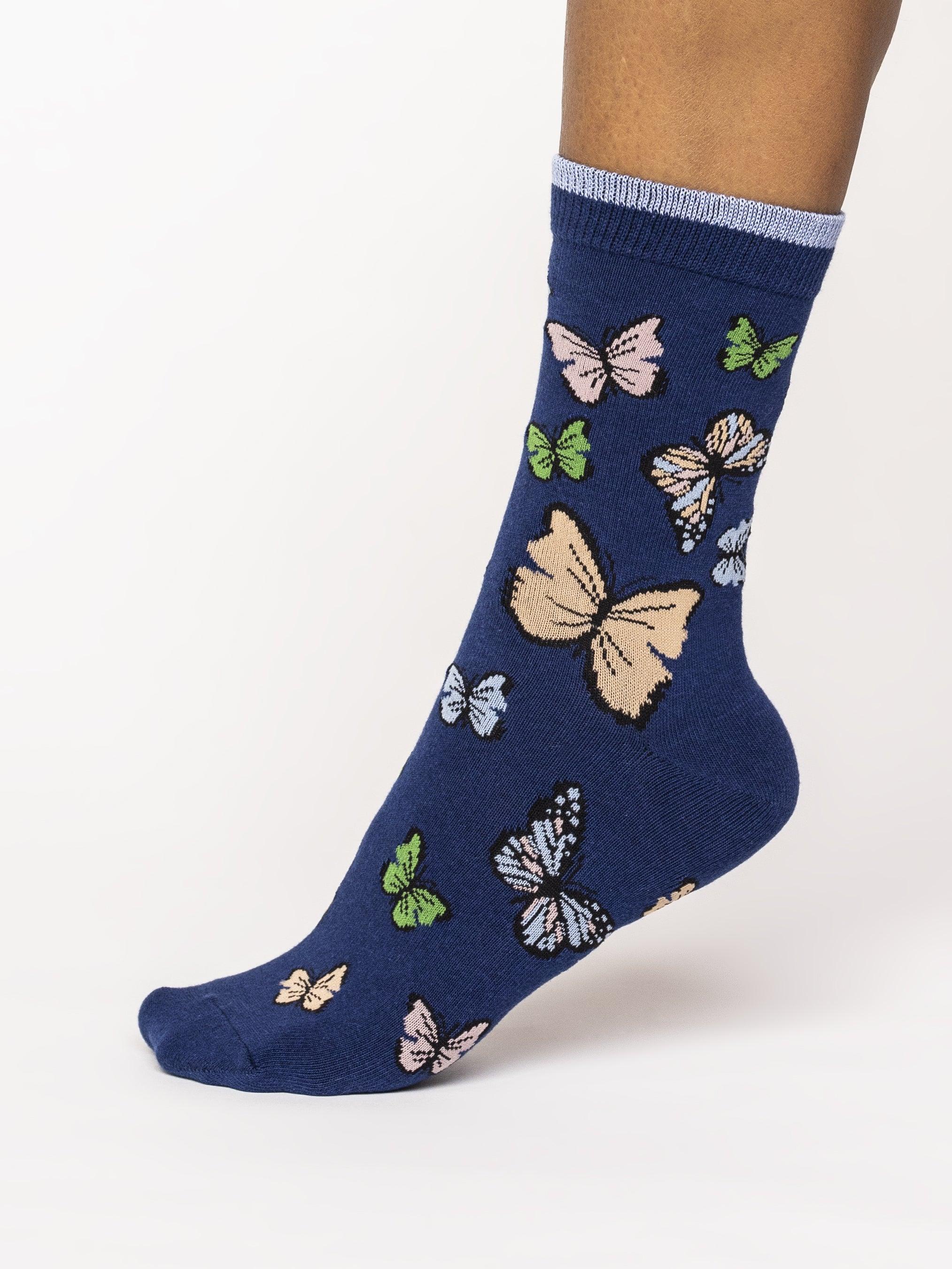 GOTS Butterfly Socks - Twilight Blue - Thought Clothing UK