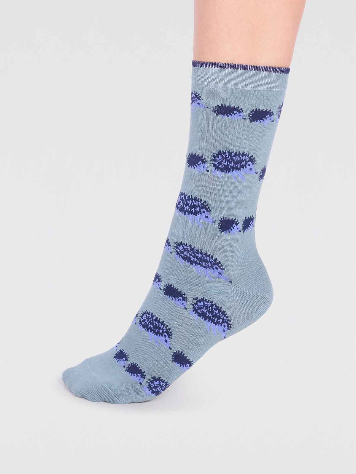 Hadley Bamboo Hedgehog Socks  - Eucalyptus Blue