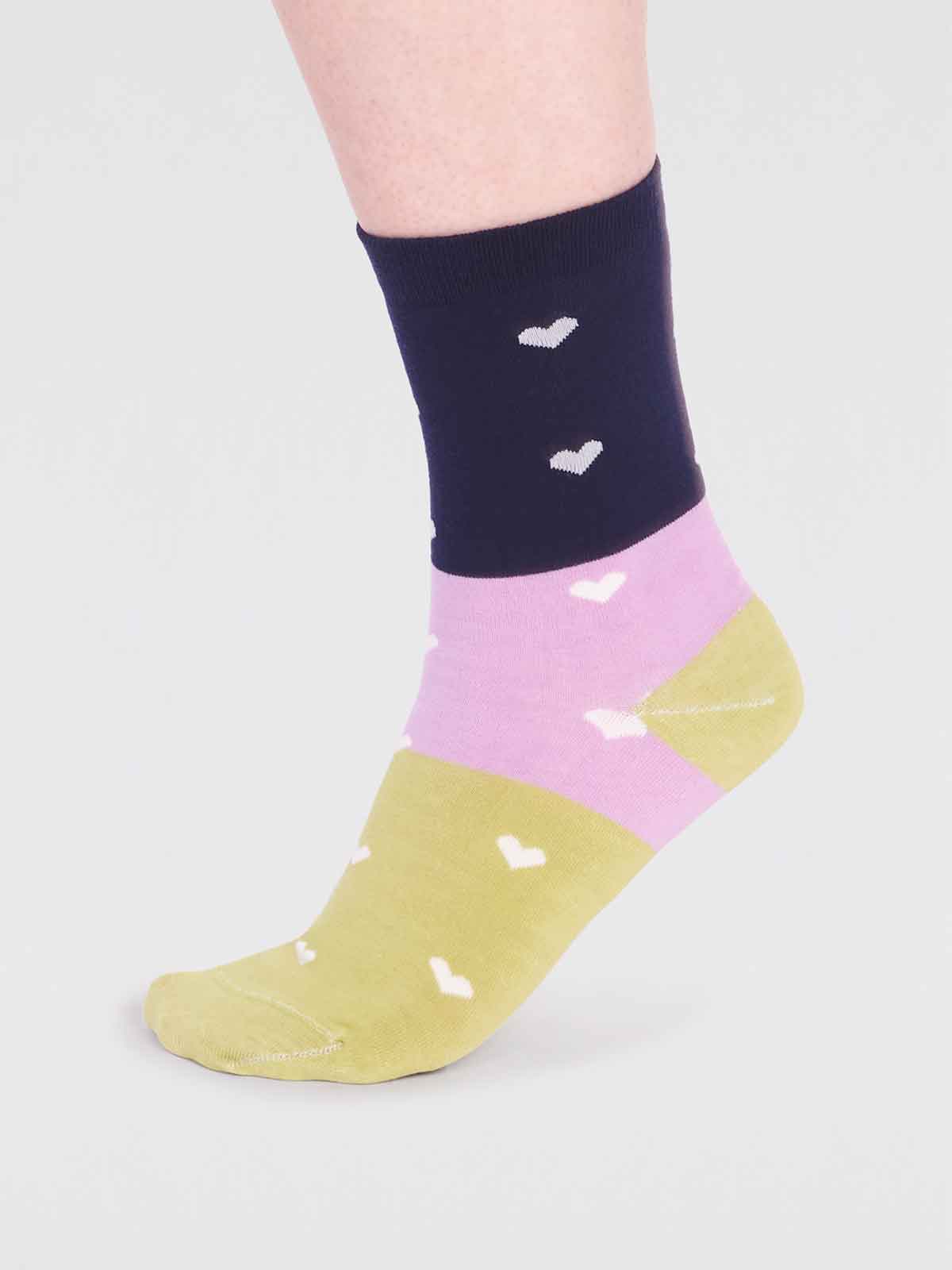 Nova Organic Cotton Heart Socks - Navy