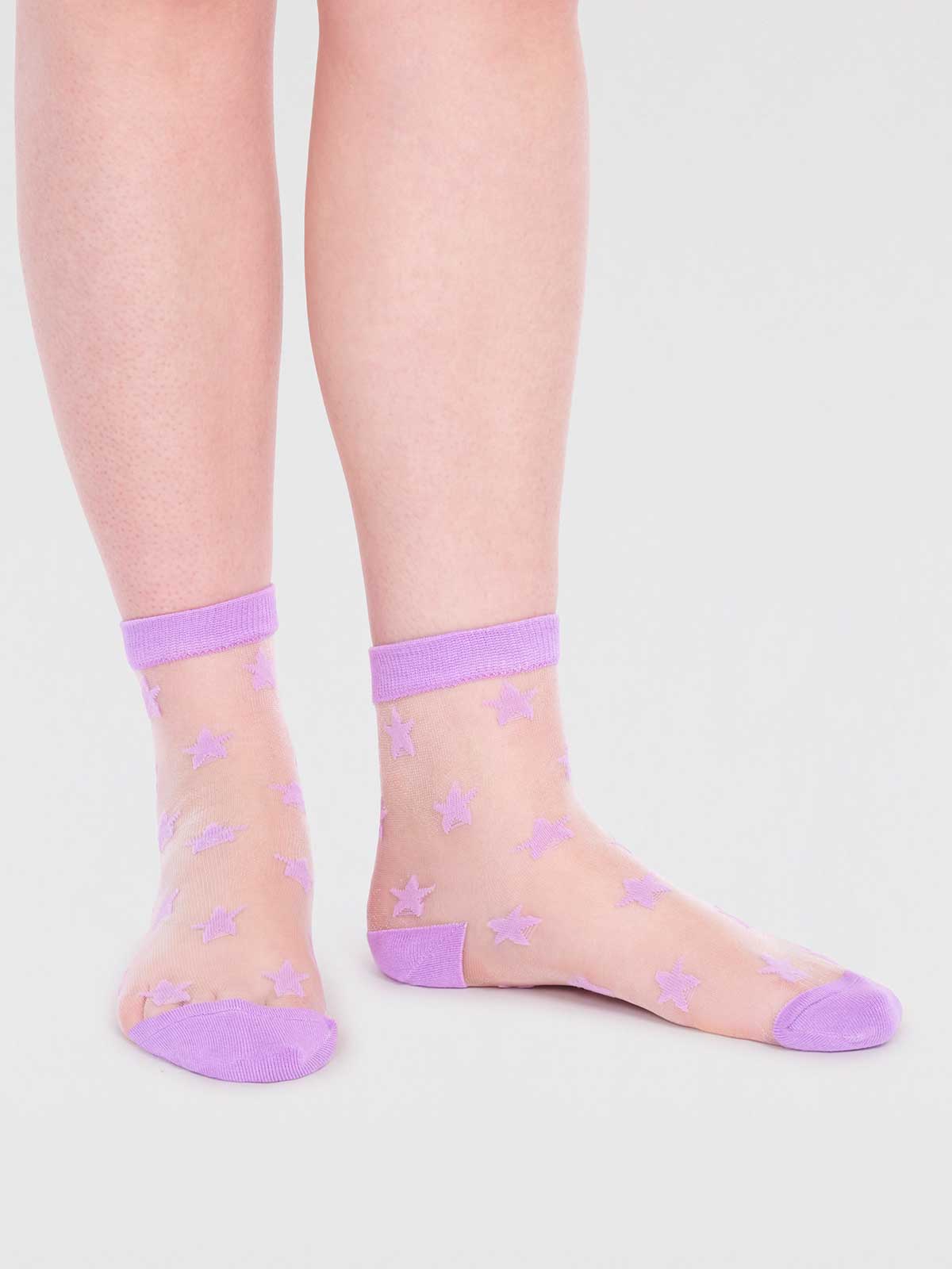 Astra Bamboo Star Mesh Socks - Lilac Purple