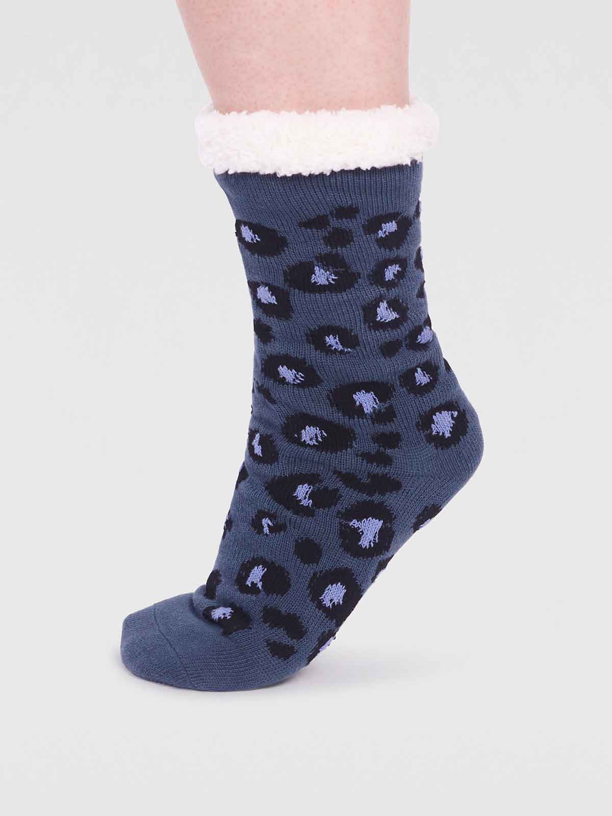 Sabel Organic Cotton Animal Cabin Sock - Slate Blue