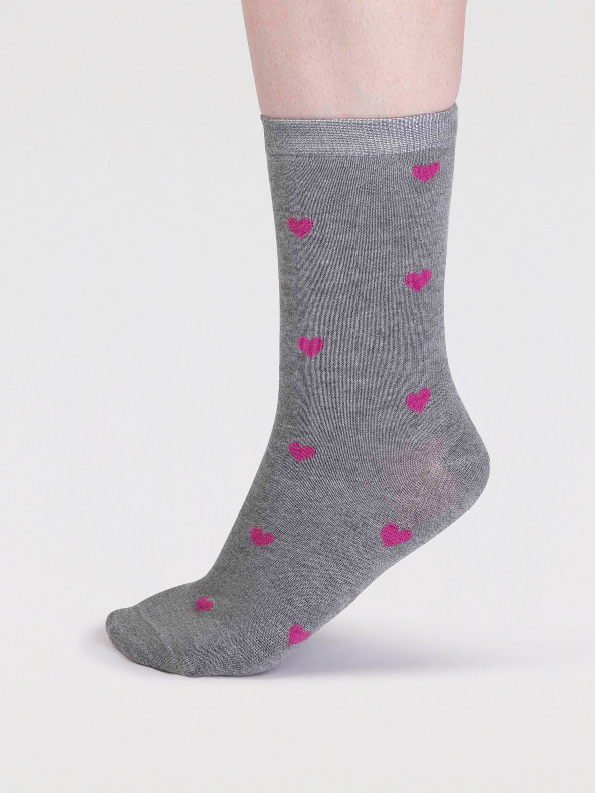 Haddie Bamboo Love Heart Socks - Grey Marle