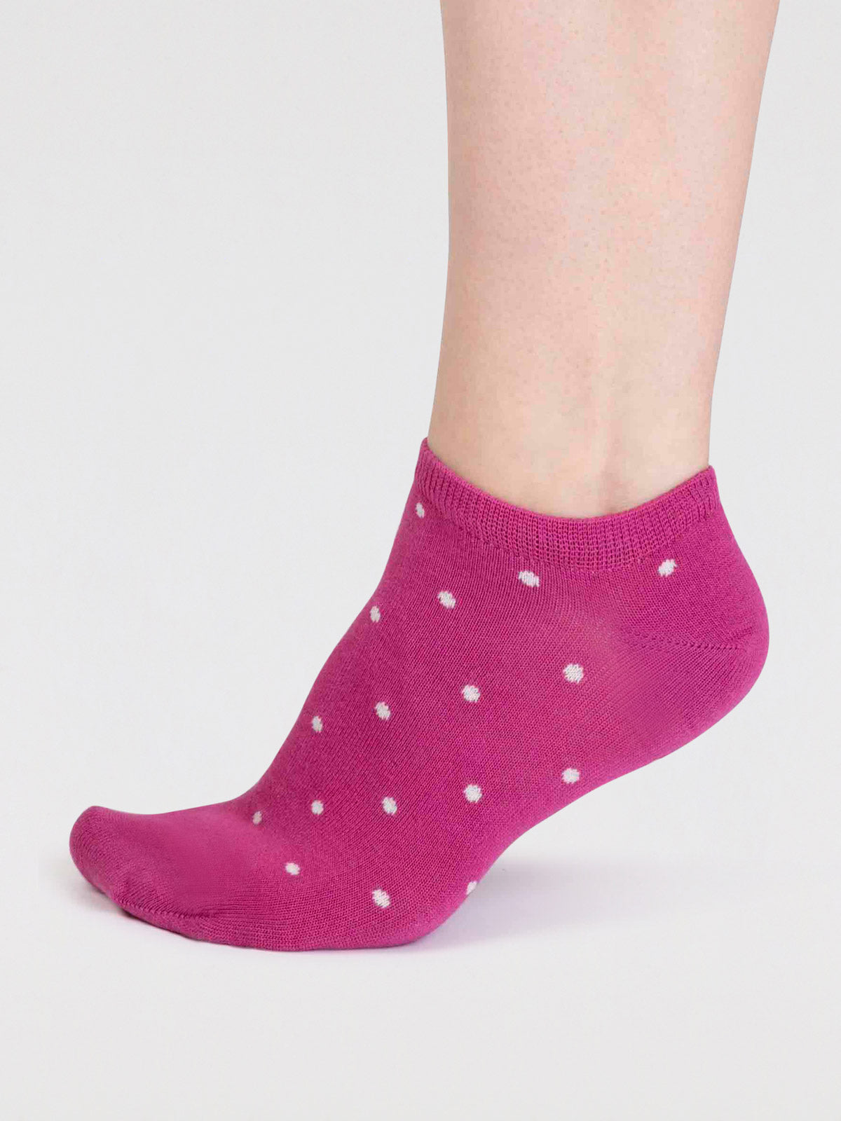 Dottie Bamboo Spotty Trainer Socks - Raspberry Pink