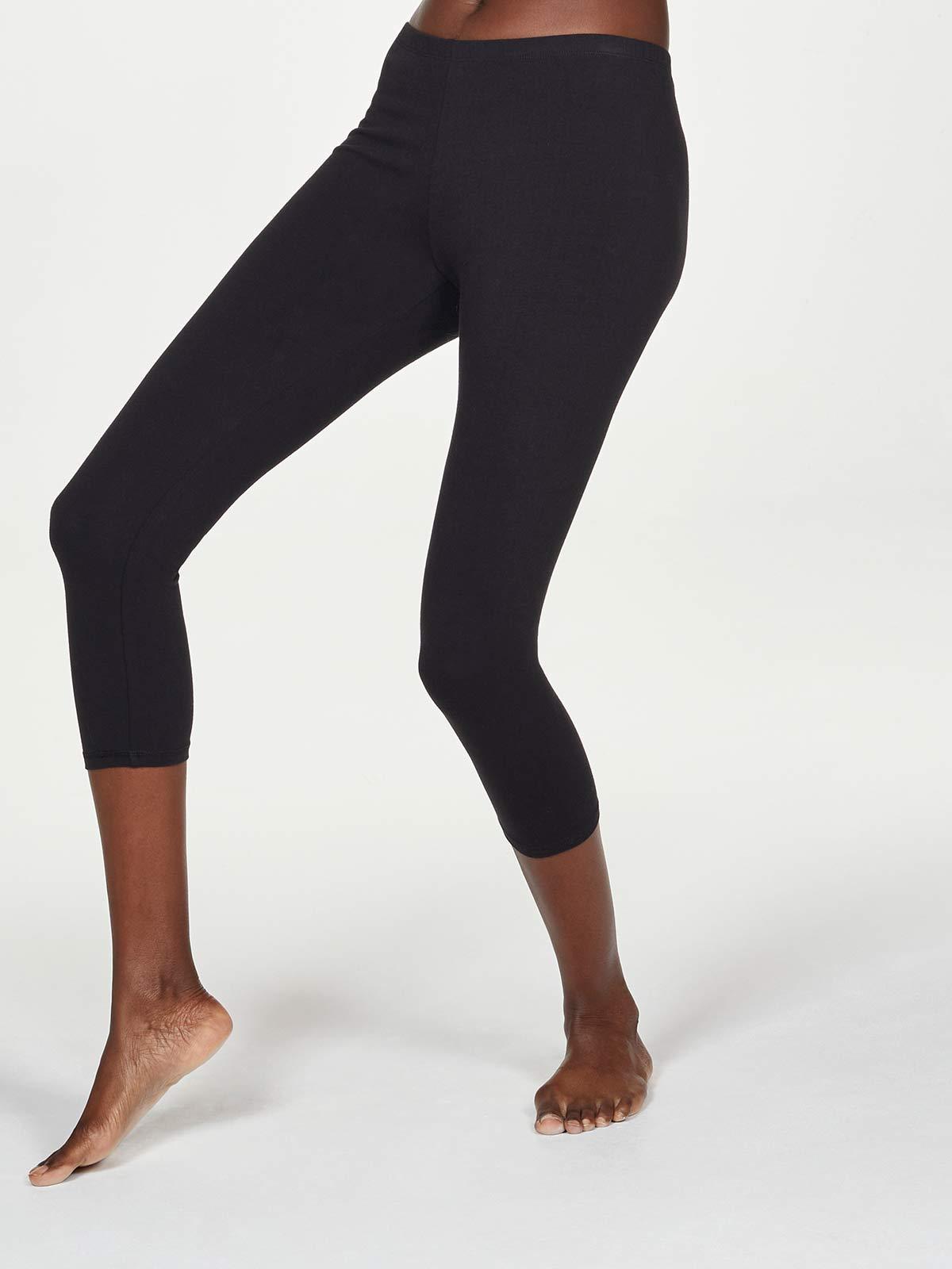 Essential GOTS Organic Cotton Cropped Leggings - Black - Thought Clothing UK