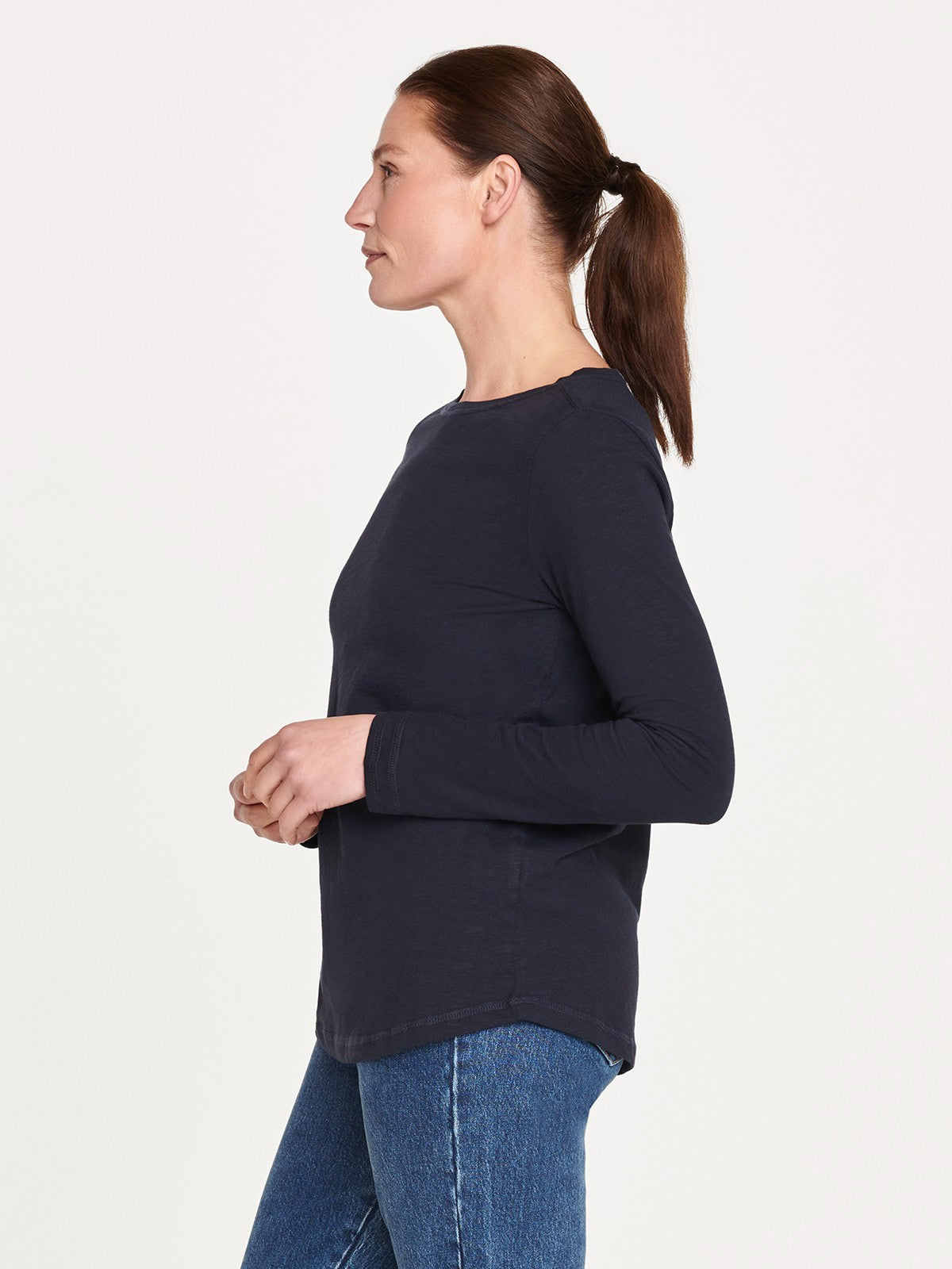 Fairtrade Organic Cotton Long Sleeve Jersey Top - Navy