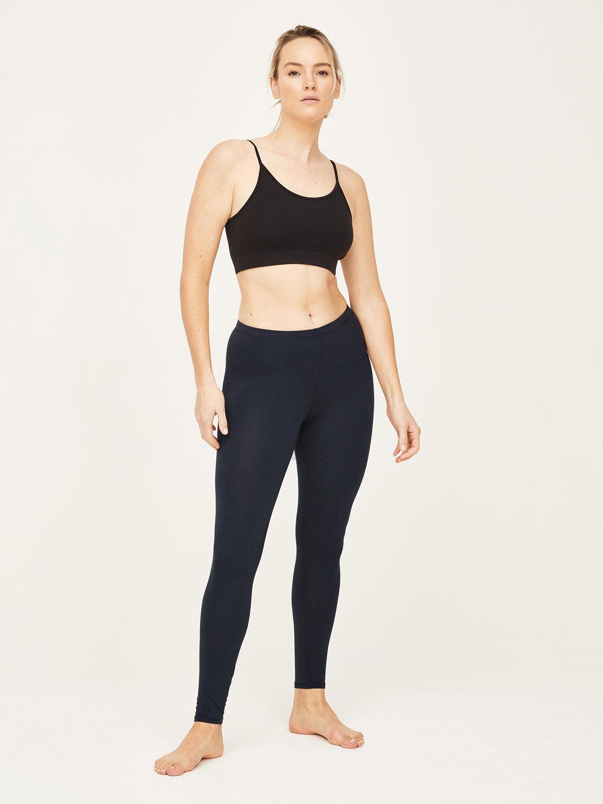 Plain Bamboo Organic Cotton Leggings - Navy - Thought Clothing UK