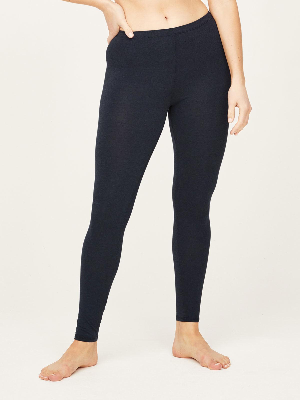 Plain Bamboo Organic Cotton Leggings - Navy - Thought Clothing UK