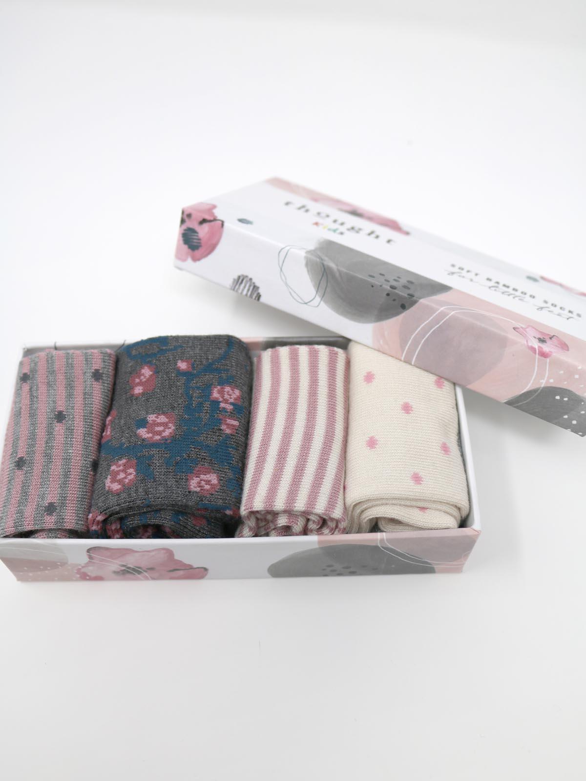 Rose Bamboo Baby Spot & Stripe Socks Gift - Thought Clothing UK