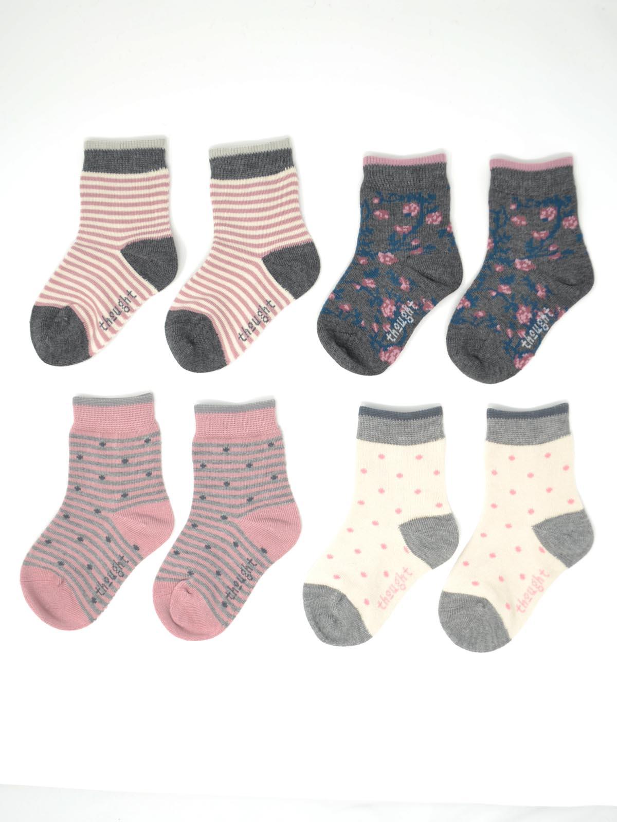 Rose Bamboo Baby Spot & Stripe Socks Gift - Thought Clothing UK