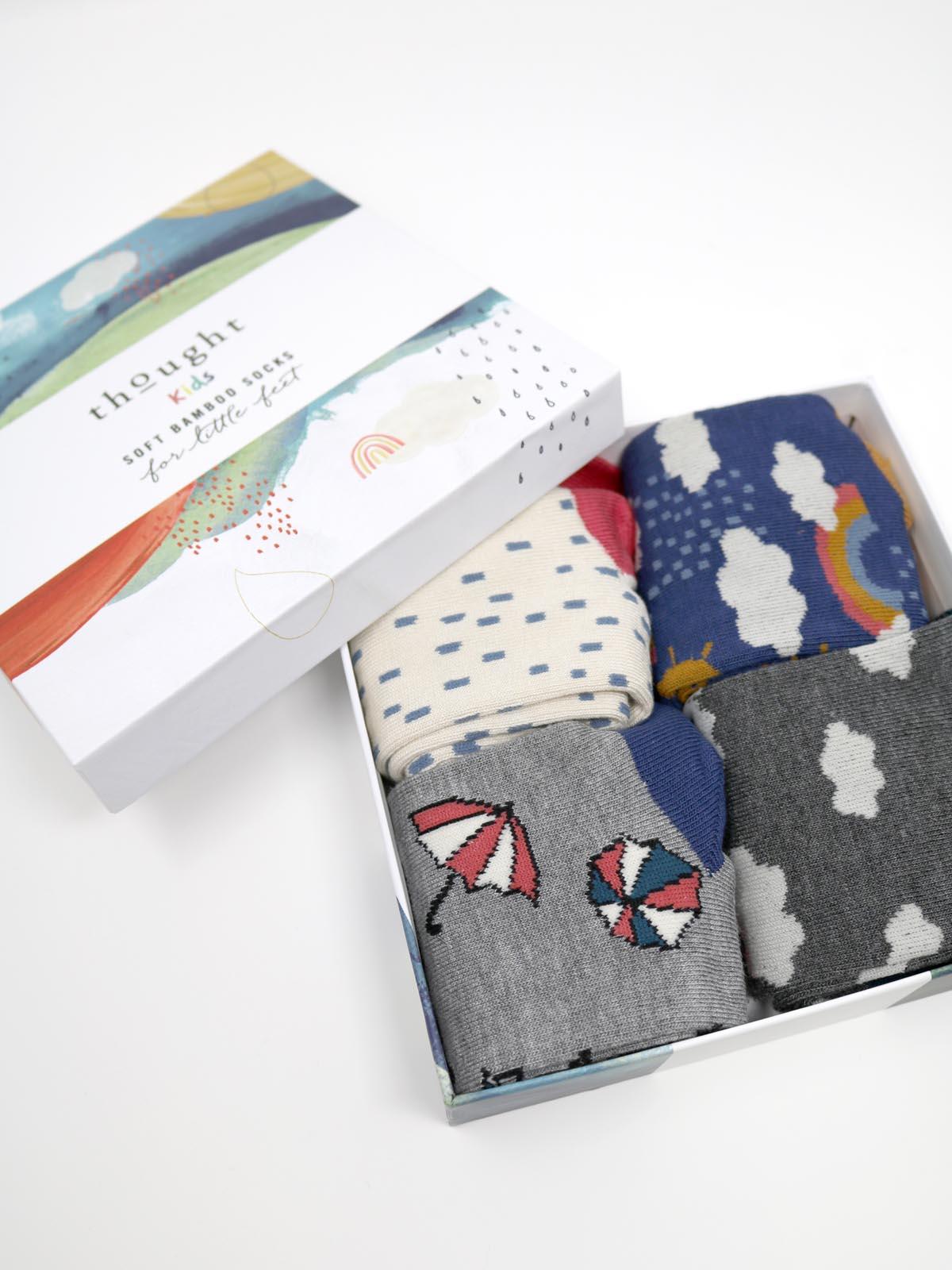 Overcast Bamboo Kids Weather Sock Box - Multi - Thought Clothing UK