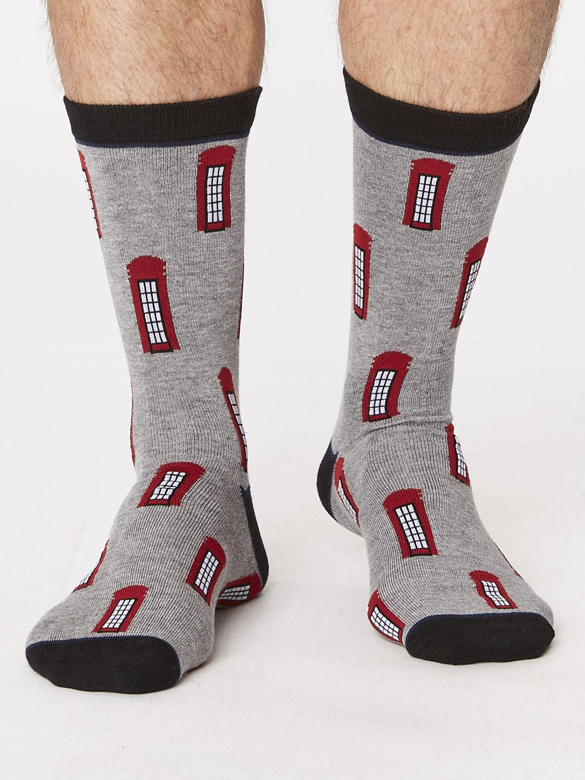 London Telephone Box Bamboo Socks - Thought Clothing UK