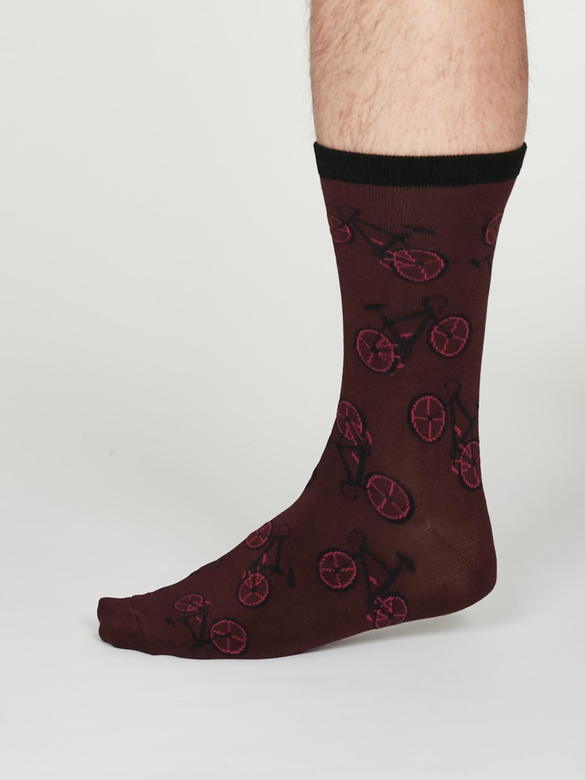 Wesley Bamboo Bicycle Socks - Burgundy - Thought Clothing UK