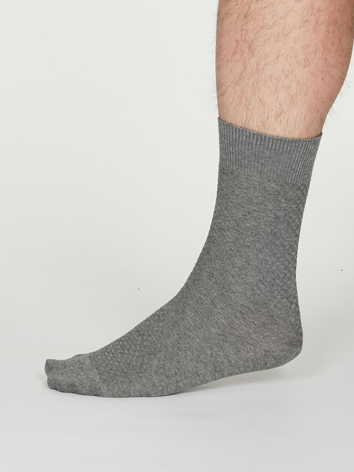 Geoffrey Organic Cotton Suit Socks - Mid Grey Marle - Thought Clothing UK